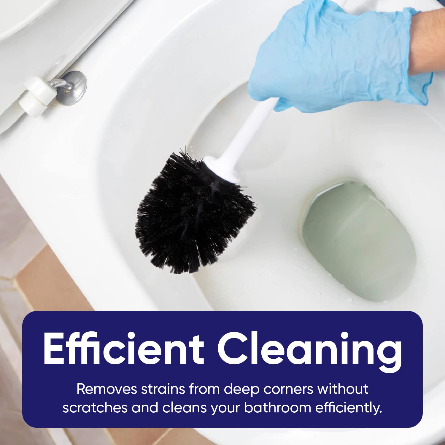 White Toilet Brush and Holder Set - Scrubbing Wand with Storage Caddy for Easy Bathroom Cleaning | Bathroom Essentials, Toilet Bowl Cleaner, Home Cleaning Supplies (Perfect for Bathrooms, Kitchens, RVs & Camping)