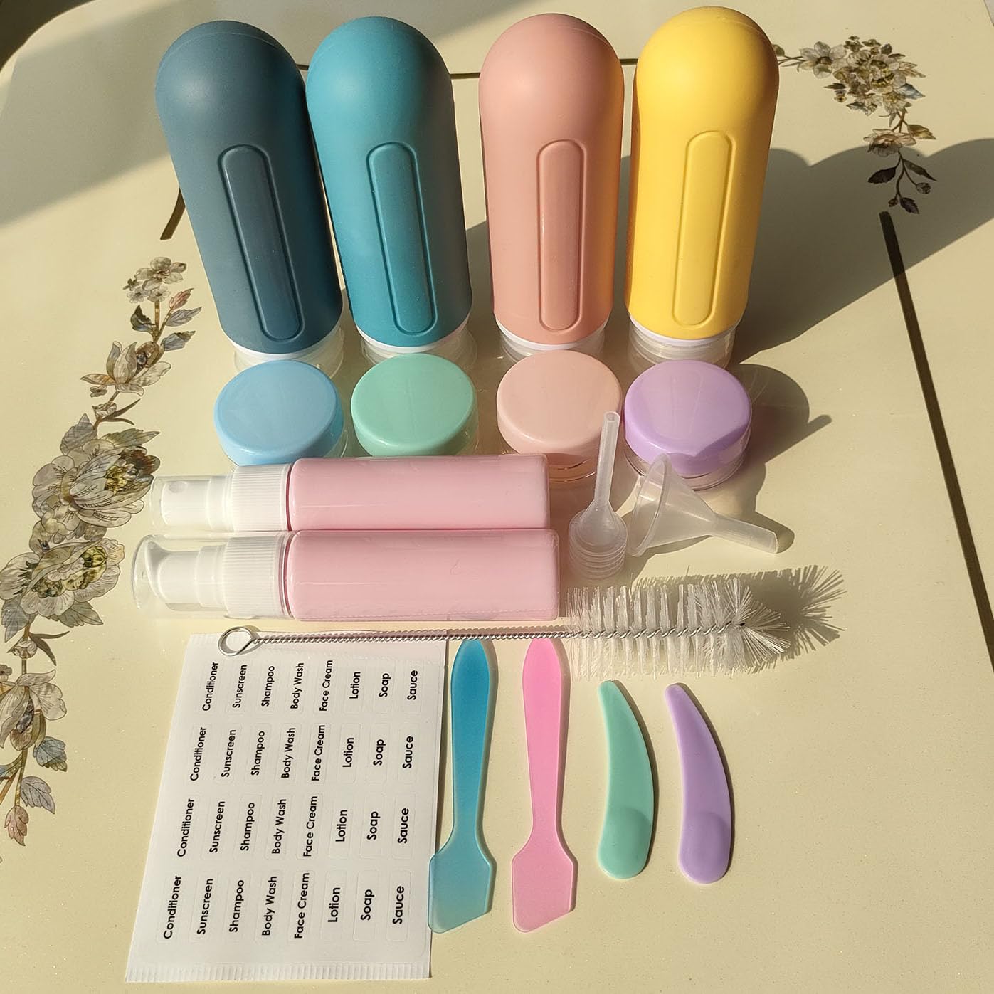 TSA Approved 3 oz Travel Bottles Set - 18 Pcs Leak Proof Silicone Containers for Shampoo, Lotion & Body Wash | BPA Free, Refillable & Squeezable Toiletries | Perfect for Air Travel, Gym & Vacation Essentials