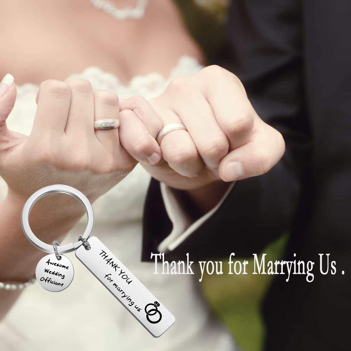 Wedding Officiant Gift Keychain - Thank You for Marrying Us - Personalized Officiant Appreciation Gift - Bridal Party Gift for Pastor, Priest or Minister - Perfect for Wedding Ceremonies & Officiant Thank You Gifts