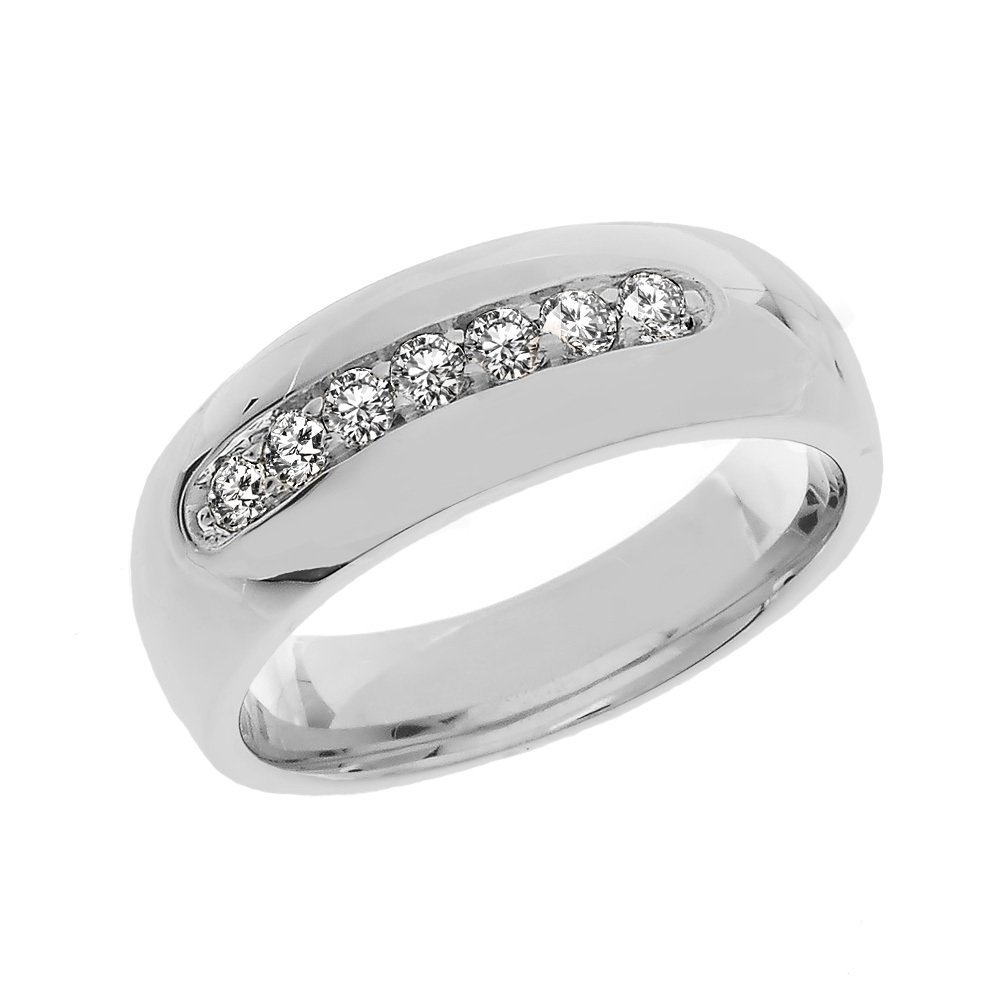 Men's Sterling Silver Comfort Fit Diamond Wedding Band Ring - Size 11.5 - Modern & Durable for Everyday Wear, Anniversary & Engagement Gifts