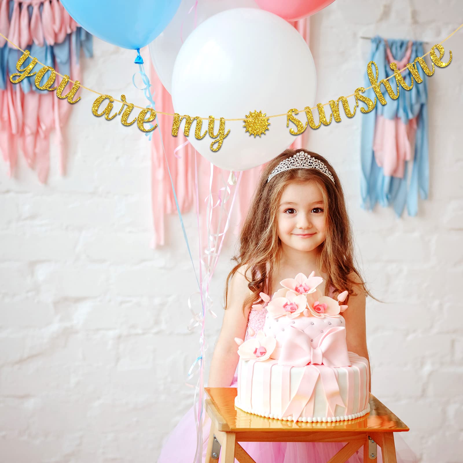 You Are My Sunshine Party Banner - Gold Rectangular Cardboard Sign for Wedding, Birthday & Baby Shower Decorations - Perfect for Photo Backdrops, Dessert Tables & Wall Decor