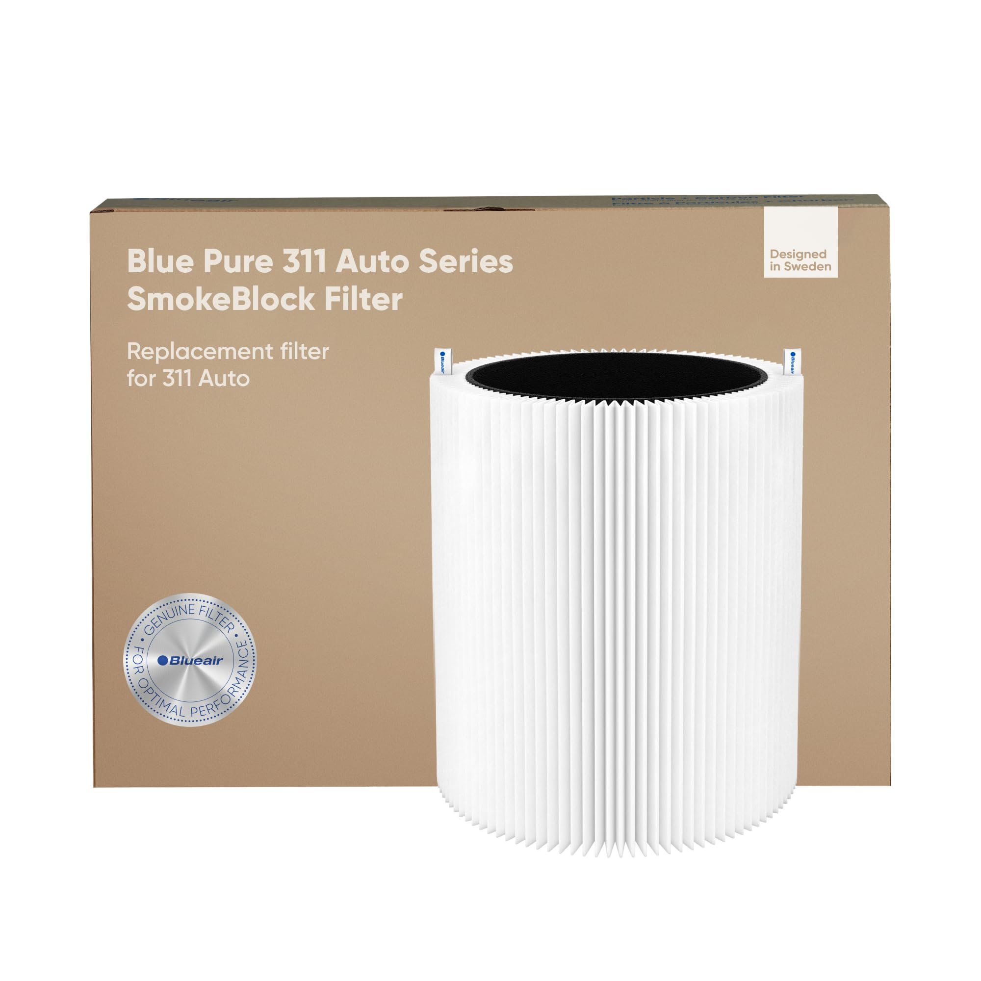BLUEAIR Blue Pure 311 Auto SmokeBlock Replacement Filter with Extra Carbon - Captures 99.99% of Wildfire Smoke - Compatible with Blue Pure 311 Auto Air Purifier - Ideal for Home, Office, and Car Air Purification