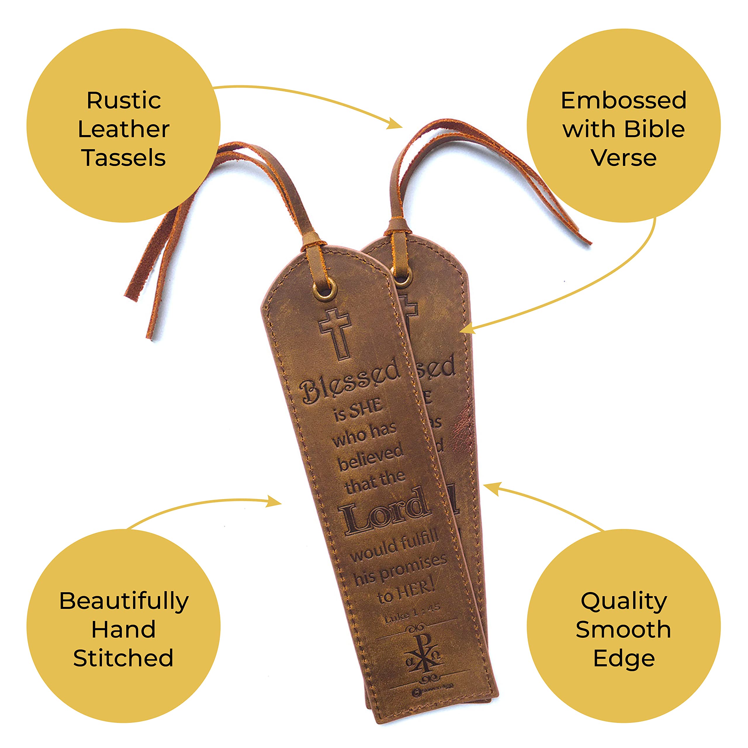 Leather Bible Bookmarks with Inspirational Verse - Perfect Religious Gift for Readers | Luke 1:45 | for Bible Study & Devotion
