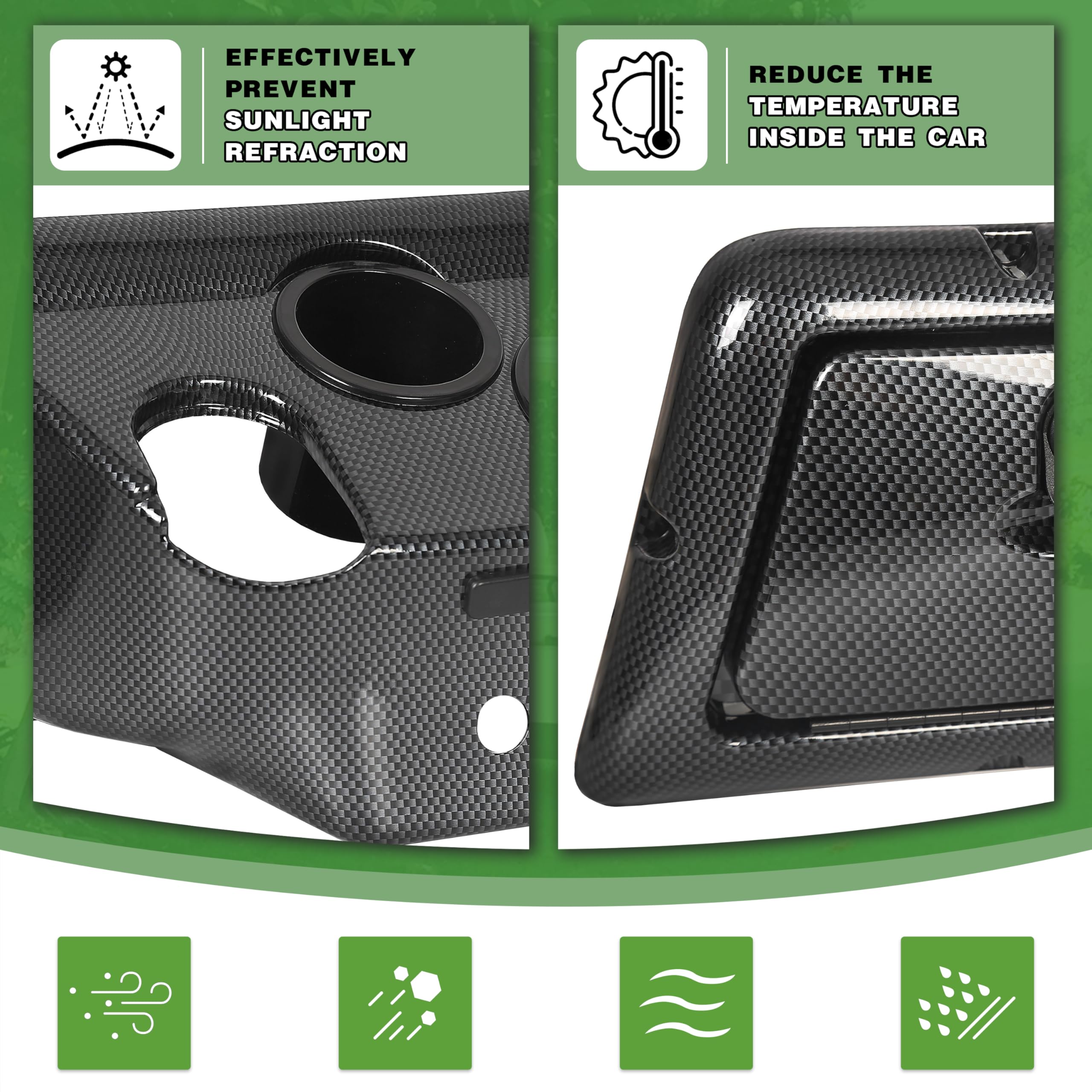 ECOTRIC Carbon Fiber Style Golf Cart Dashboard Cover Assembly - Compatible with Club Car DS 1982 & Newer Models | Durable Protection & Stylish Upgrade for Golf Carts