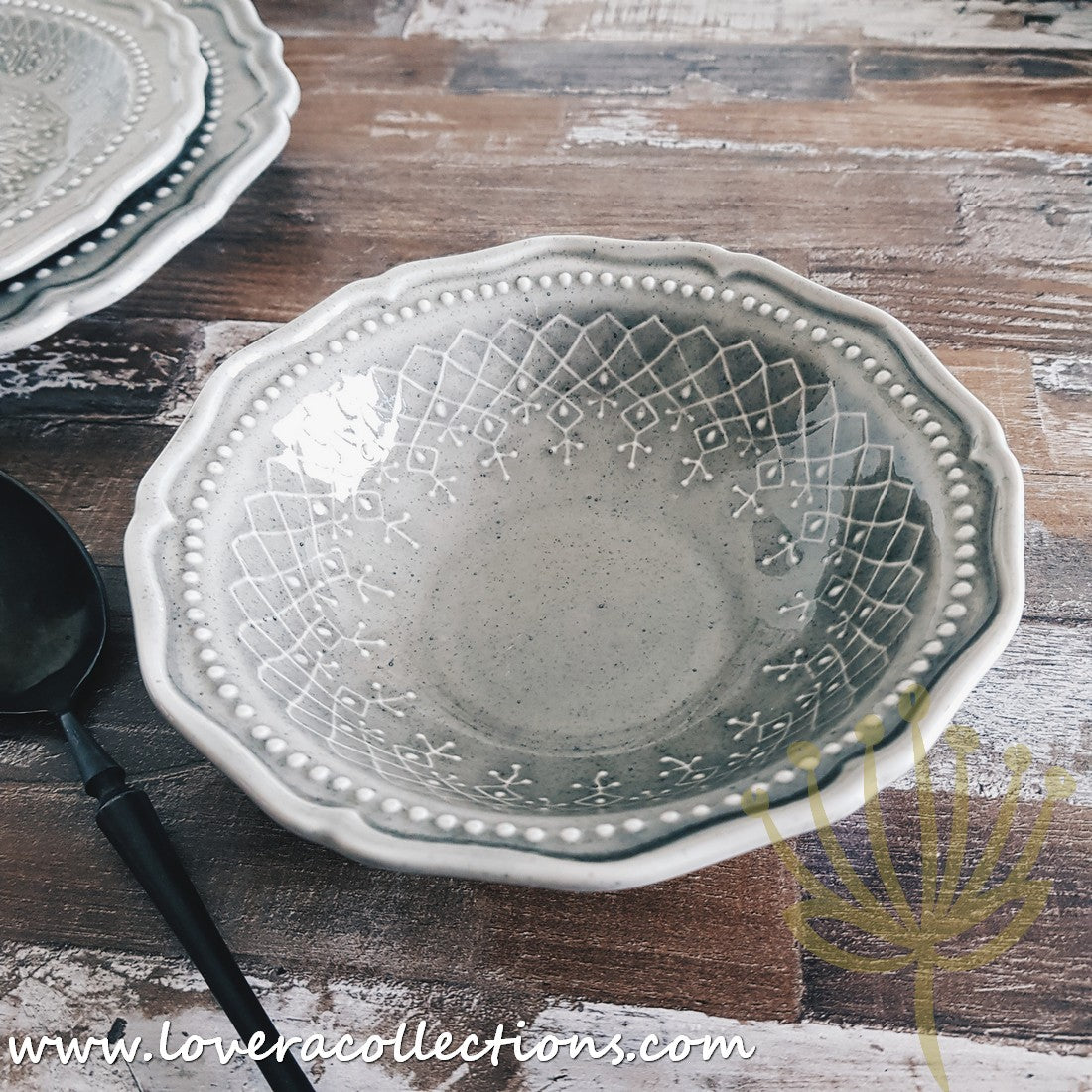 French Lace Dinnerware Set - Elegant Porcelain Plates & Bowls for Formal Dining, Wedding Reception & Holiday Table Setting (50% Off Limited Time Sale)