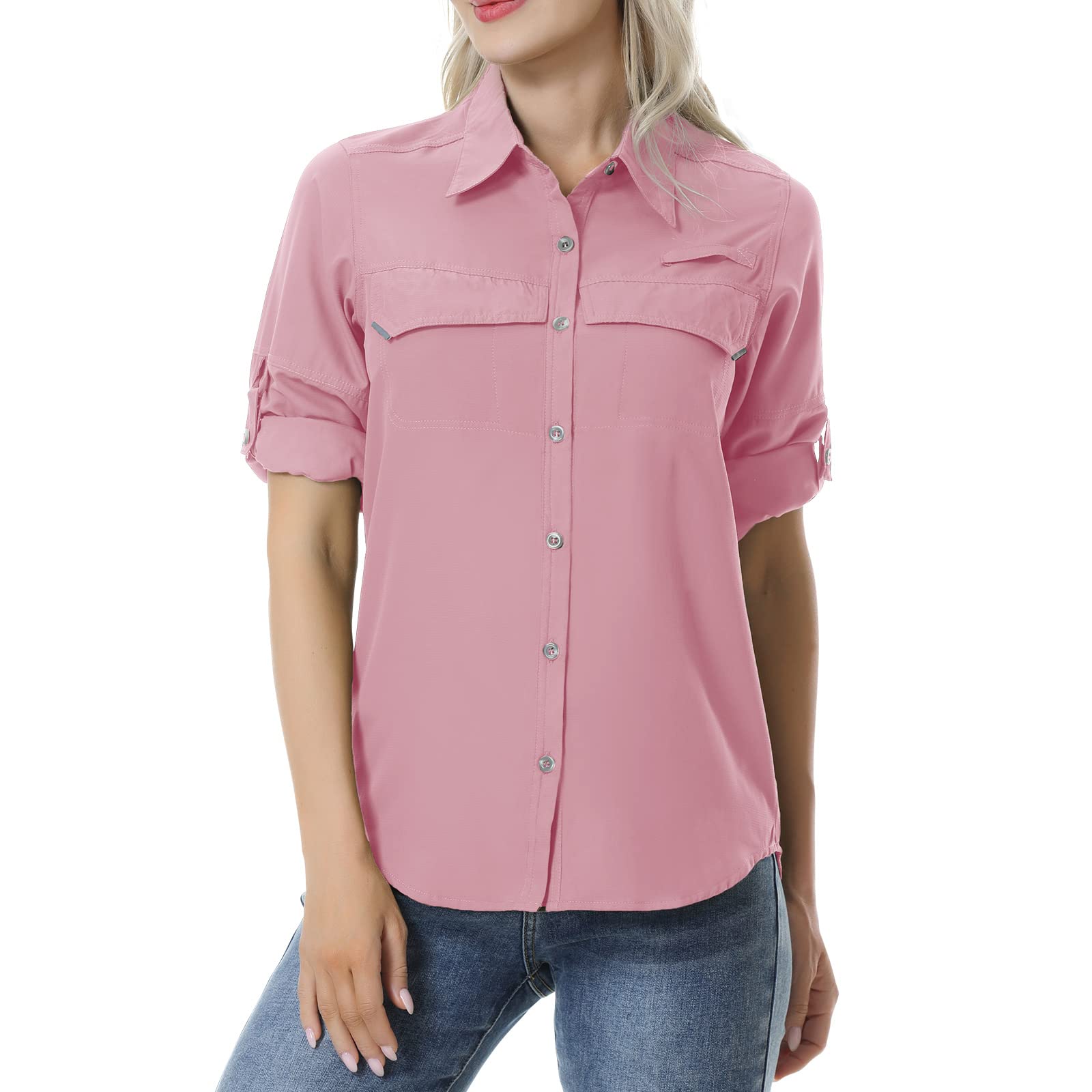 Women's UPF 50+ Sun Protection Long Sleeve Shirt - Breathable Fishing, Hiking & Safari Shirt for Outdoor Adventures | UV Blocking Rash Guard for Beach, Camping & Travel