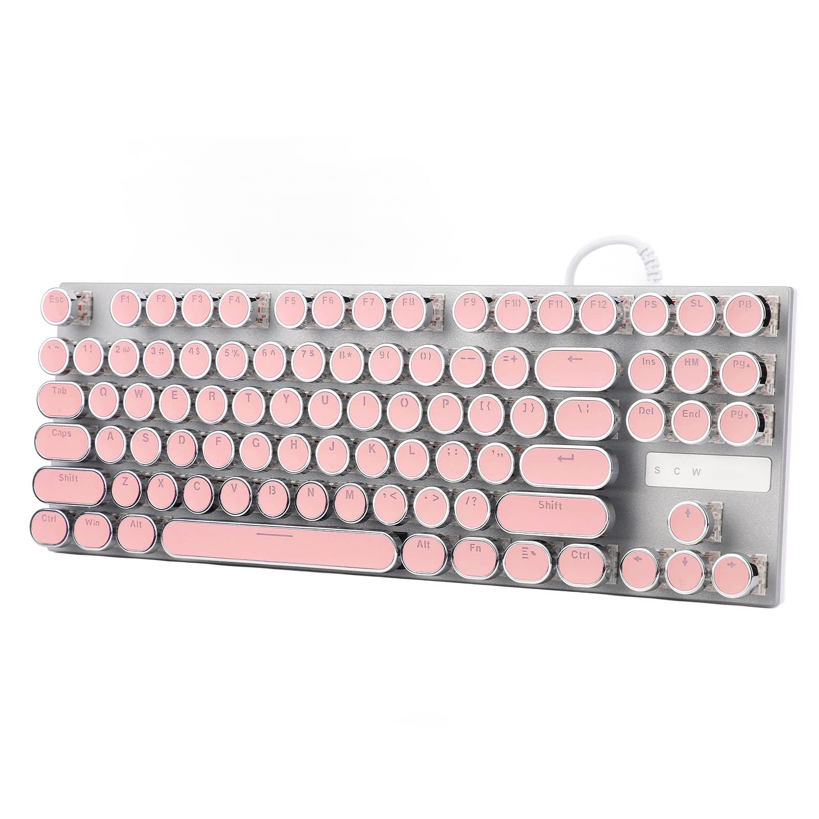Cuifati 87 Key Mechanical Gaming Keyboard - RGB Backlit, USB Plug & Play, Pink Electroplated Punk Style - Perfect for Home Office, Gaming & Professional Typing