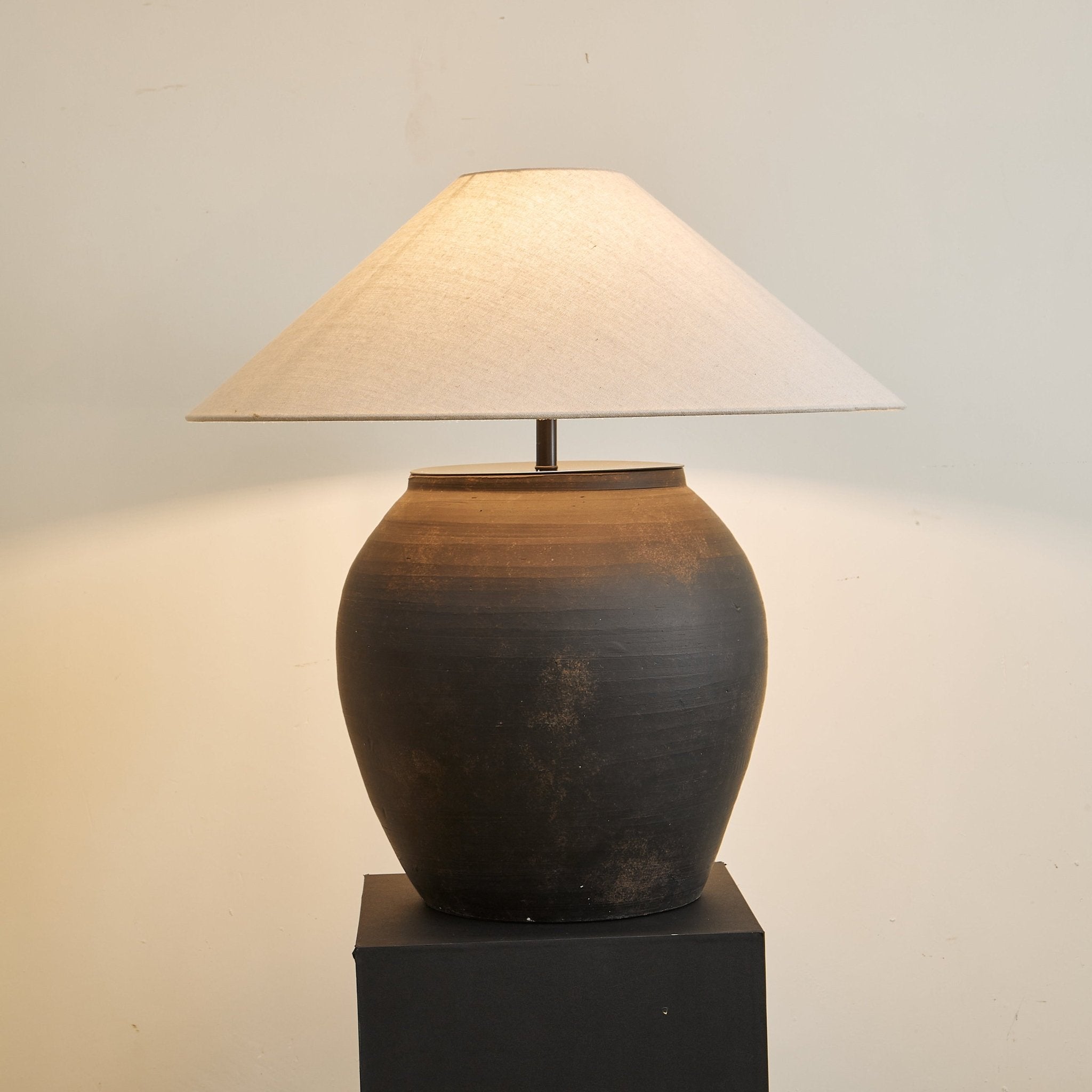 Noira Terracotta Table Lamp - Handmade Ceramic Nightstand Lamp with Natural Earthy Texture, Perfect for Bedroom, Living Room & Office Decor