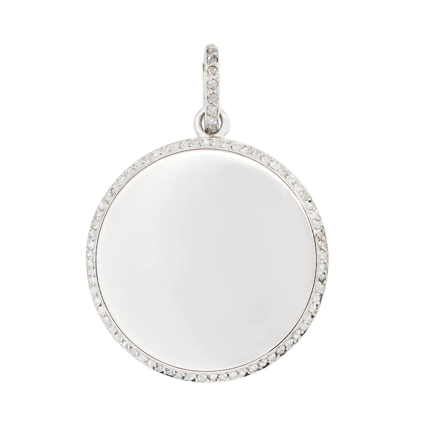 Edwardian Platinum Diamond Disc Pendant Necklace - Vintage Jewelry for Women - Perfect for Weddings, Anniversaries & Special Occasions