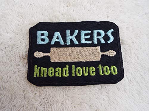 BAKERS Knead Love TOO Embroidered Iron-on Patch for DIY Crafts, Jackets, Backpacks & Denim - Customizable Fabric Applique for Clothing Repair & Decoration