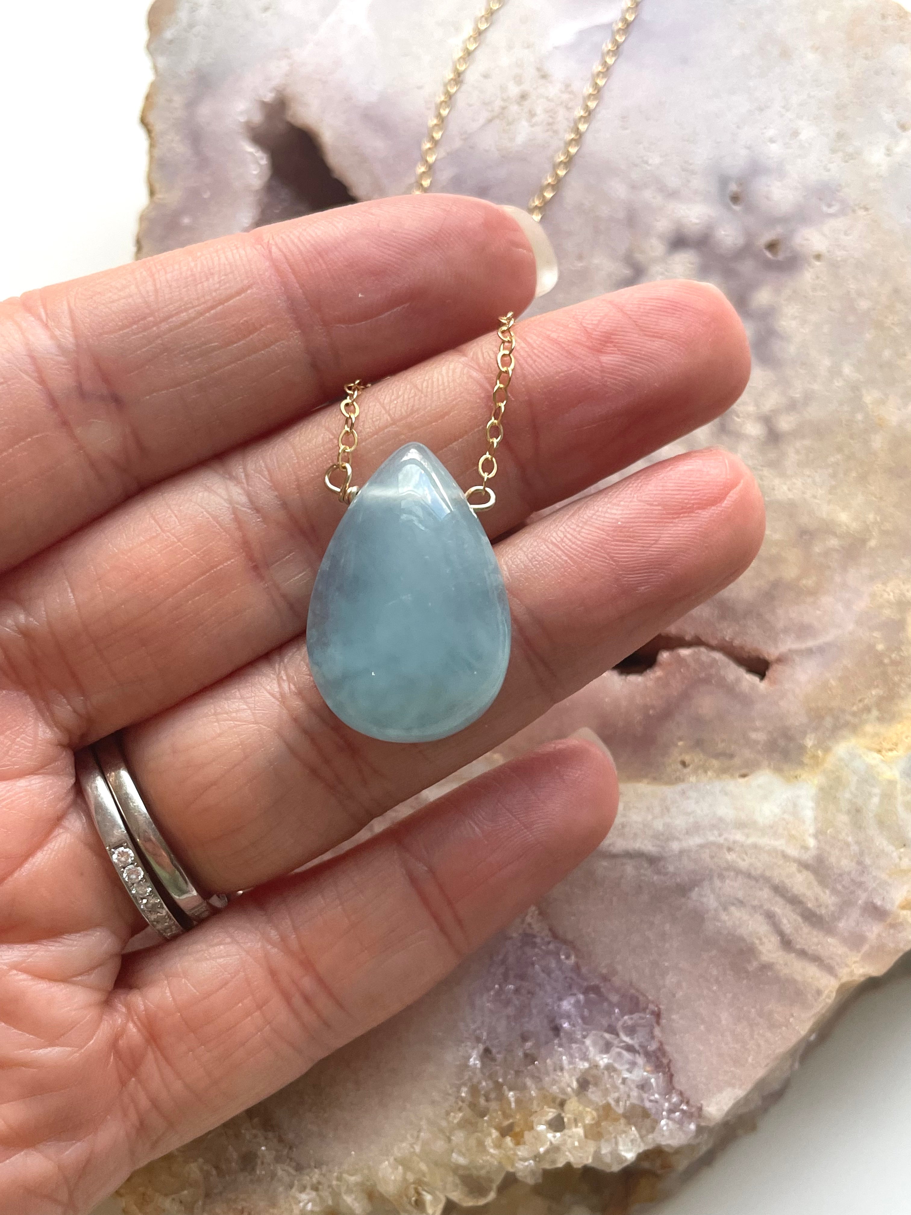 Blue Aquamarine Necklace in Gold Filled - Elegant Jewelry for Women, Perfect Gift for Birthday, Anniversary & Special Occasions