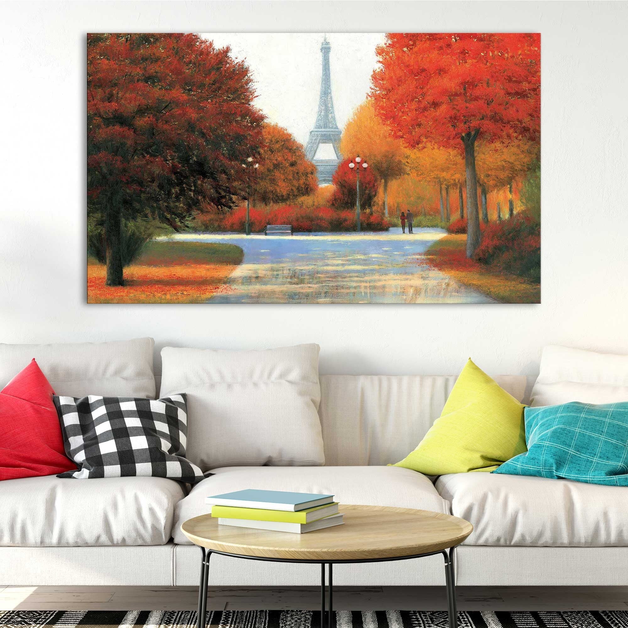 Autumn in Paris Couple Canvas Art Print - Romantic Wall Decor for Living Room, Bedroom & Office