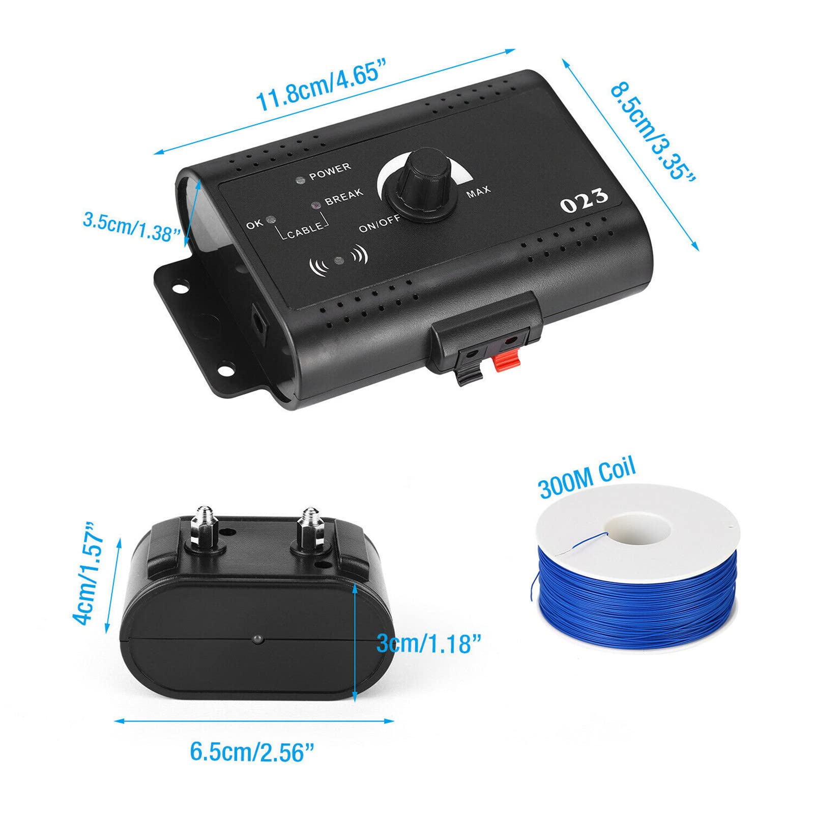 Electric Dog Fence System - Waterproof Shock/Tone Collar Receiver with 984ft Underground Wire for Small, Medium & Large Dogs (3-Dog Capacity) | Secure Backyard Containment & Training Solution