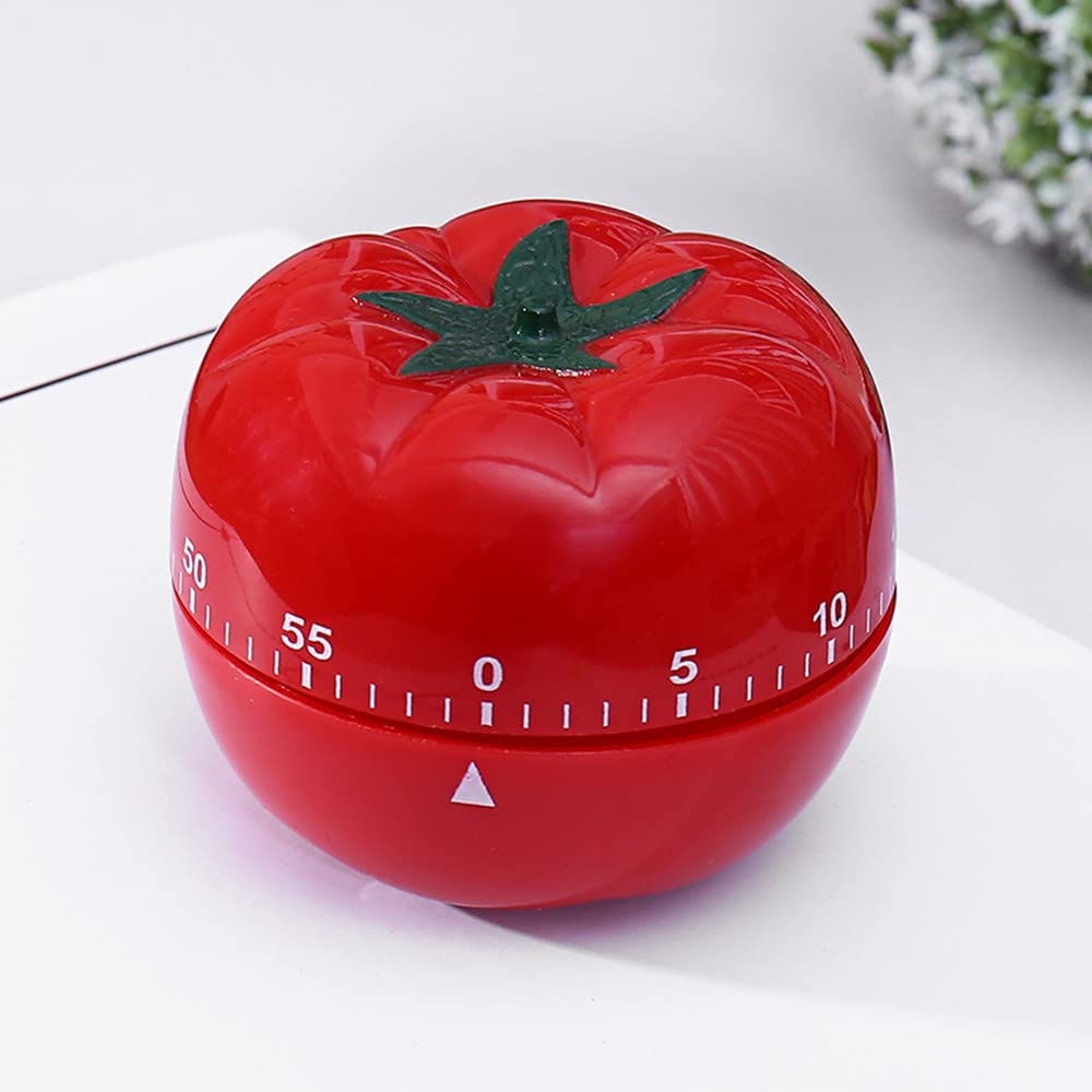 KOWAKA Cute Kitchen Timer - 60 Minute Mechanical Countdown Clock with Hours & Minutes - Kawaii Fruit Design (Tomato) - Perfect for Cooking, Baking, Studying & Kids Activities