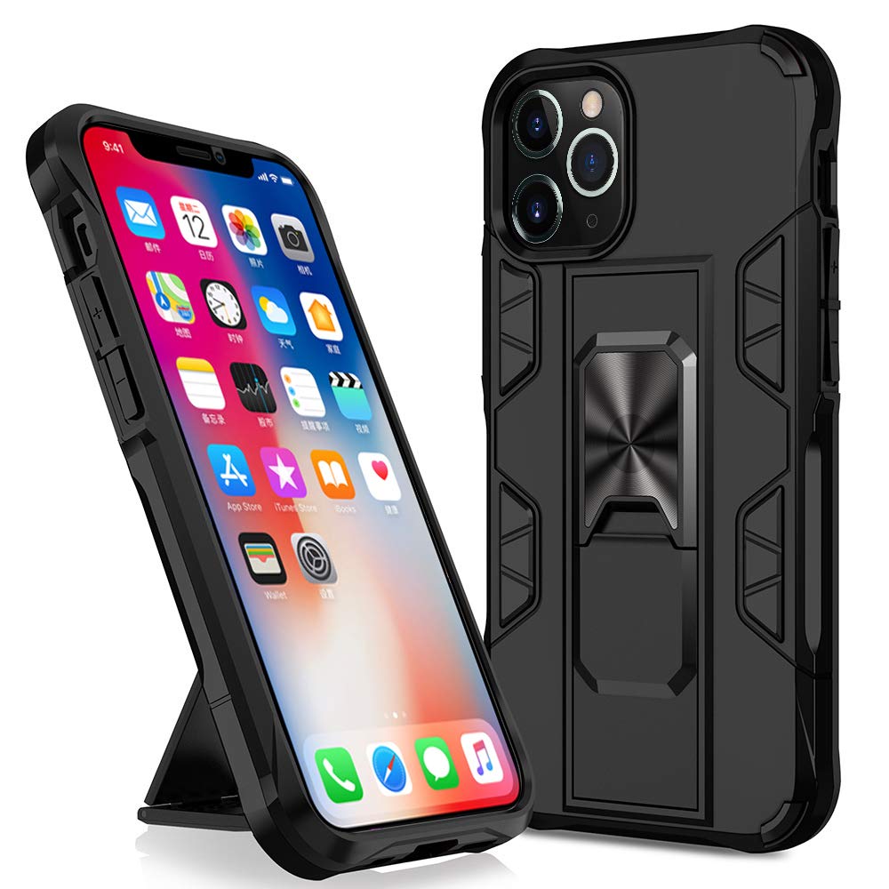 Omorro Military Grade iPhone 12 Pro Max Case - Drop Tested Rugged Protective Cover with Magnetic Car Mount & Kickstand | Hard PC + Soft TPU Hybrid Design | Perfect for Outdoor, Construction & Extreme Sports Protection