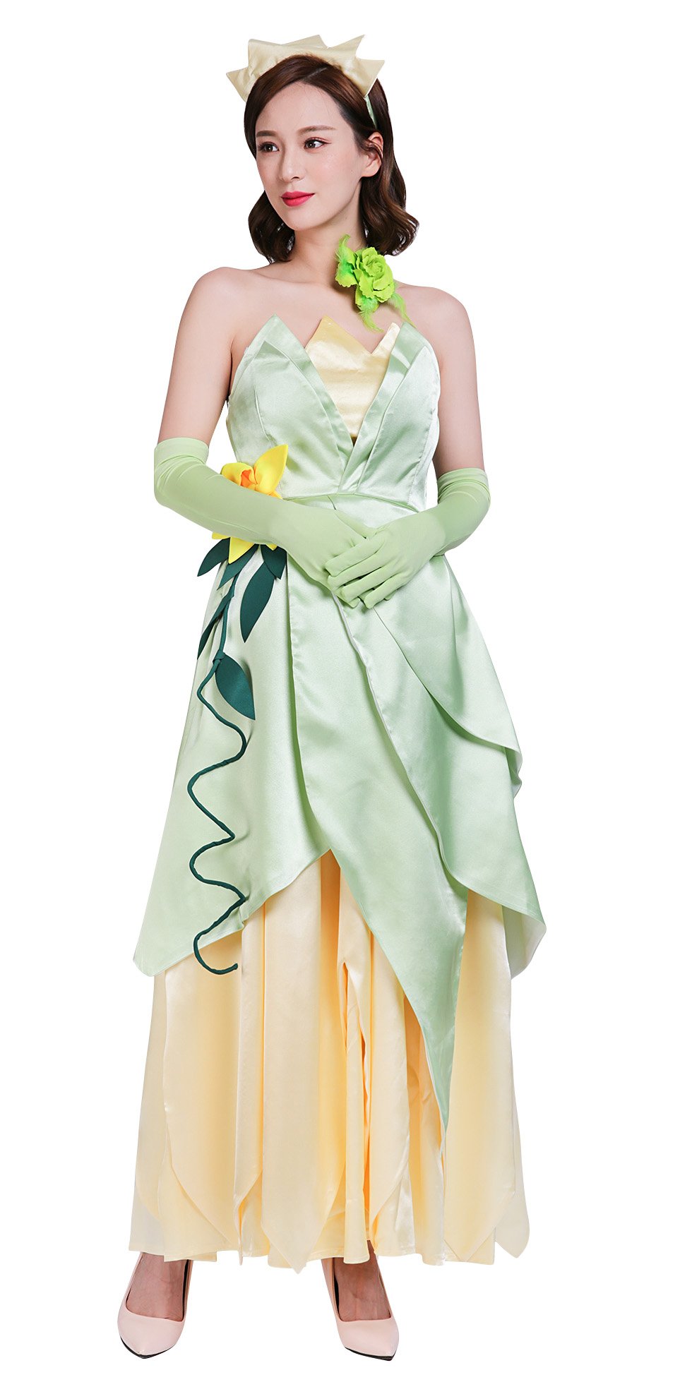 Deluxe Frog Princess Costume for Women - Hand-Sewn Leaf Design Cosplay Dress | Perfect for Halloween, Cosplay Parties & Themed Events