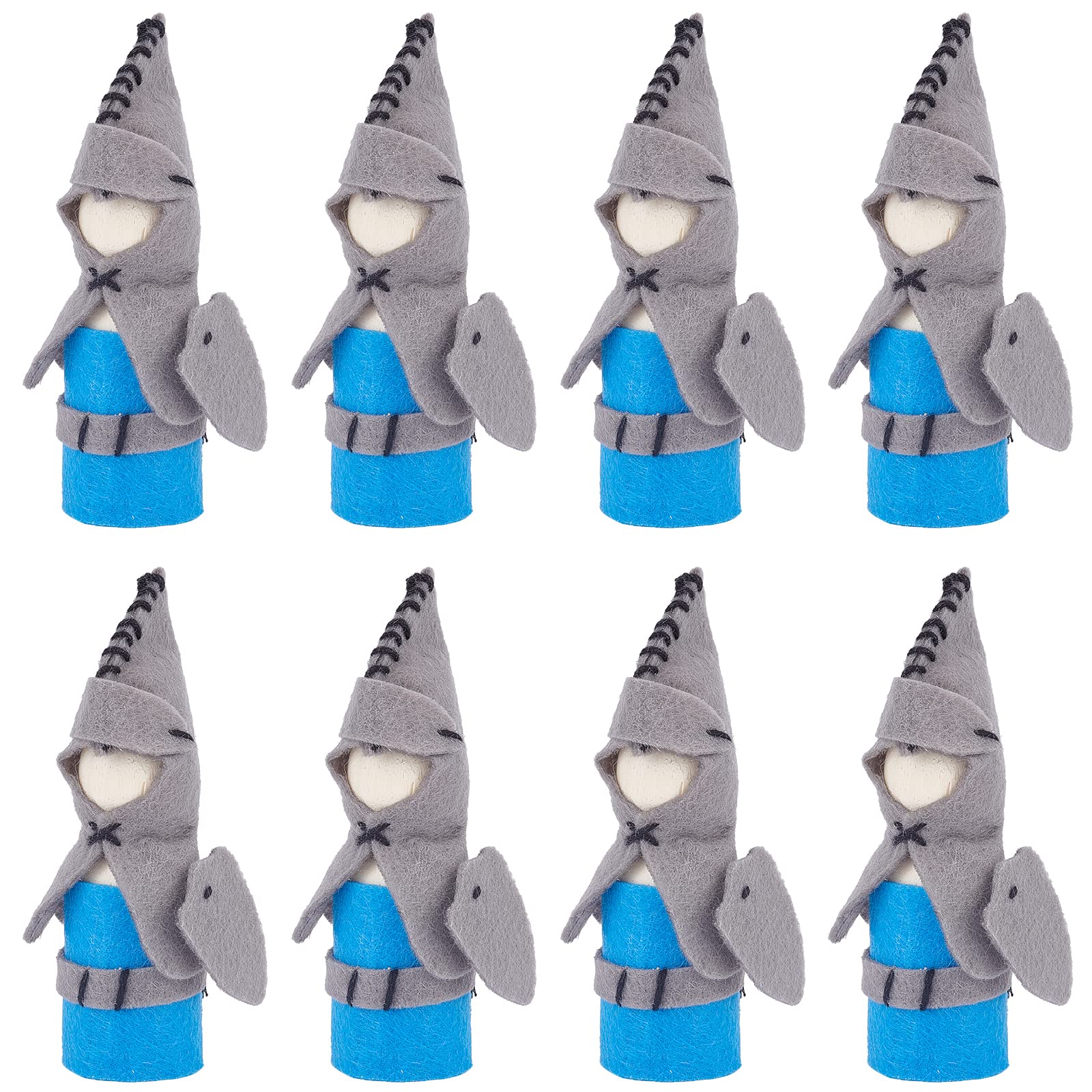 WEBEEDY 8 Set DIY Knights Peg Doll Kit - Waldorf Wooden Peg Dolls with Felt Costumes, Wood Craft Supplies for Creative Play, Wooden Toy Knights for Storytelling & Imaginative Play