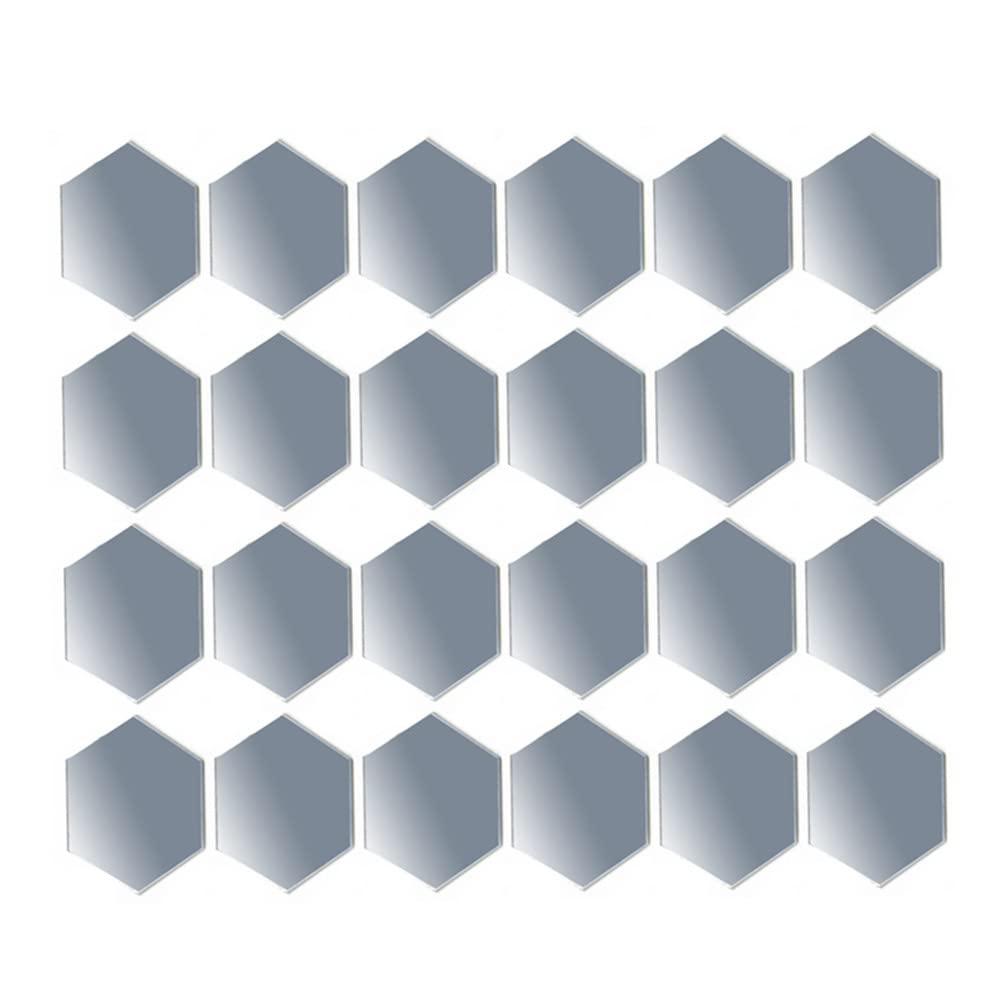 Oniissy 24Pcs Hexagon Mirror Wall Stickers - Shatterproof Plastic 3D Mirrors for Home Decor, Removable DIY Wall Art Decals (Perfect for Bedroom, Living Room & Nursery Wall Mural Design)