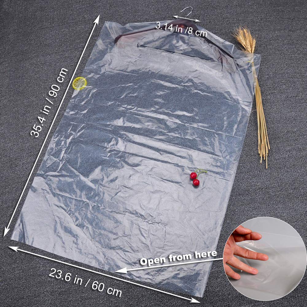 50 Pack 35.4 Inch Clear Plastic Garment Bags for Dry Cleaning - Lightweight Clothes Cover Protectors for Closet Storage | Wardrobe Organization & Travel Clothes Protection