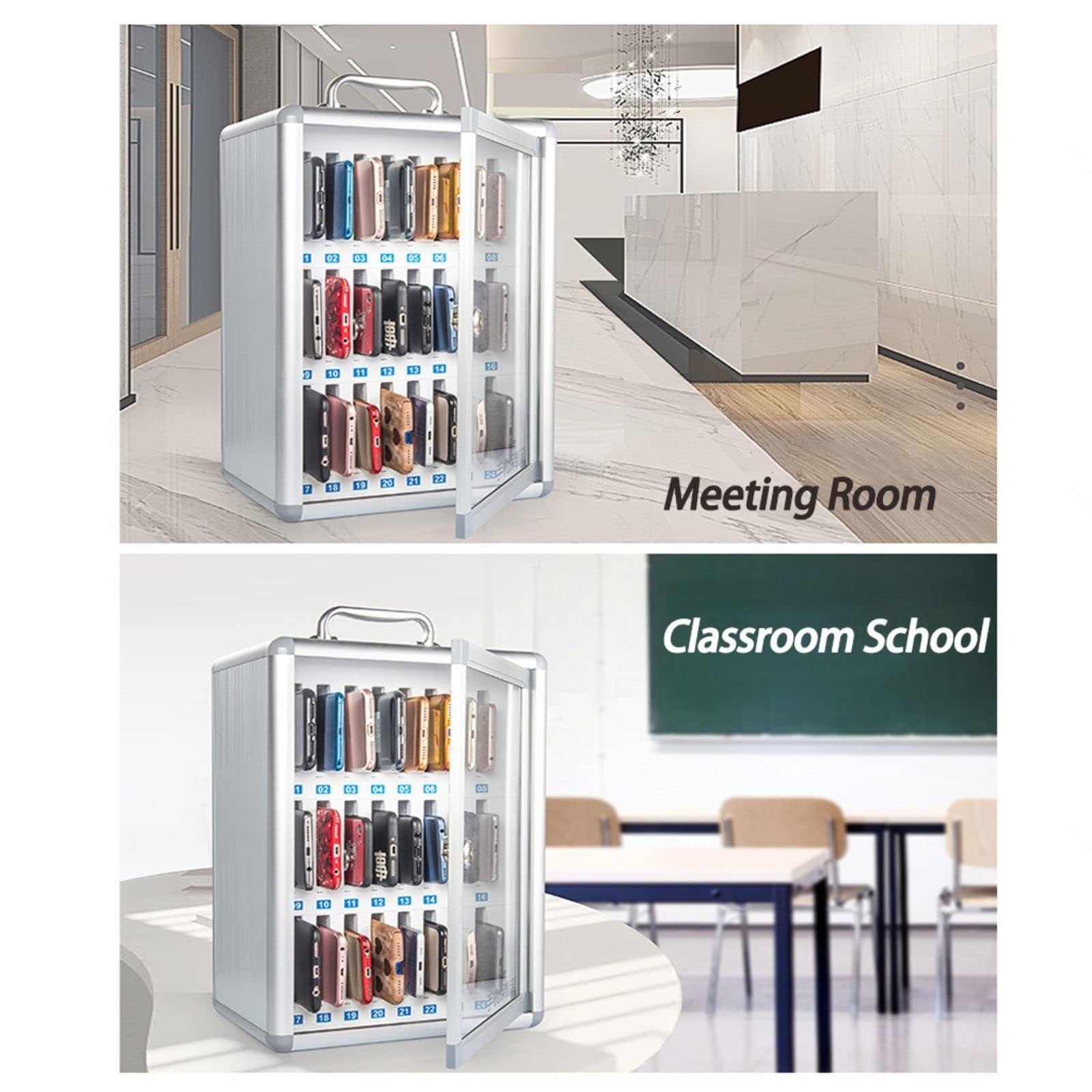 Wall-Mounted Cell Phone Storage Locker with Safety Lock - 12 Slot Organizer for Classroom & Office Use | Portable Handheld Design for Easy Transport | Perfect for Schools, Meetings & Shared Workspaces