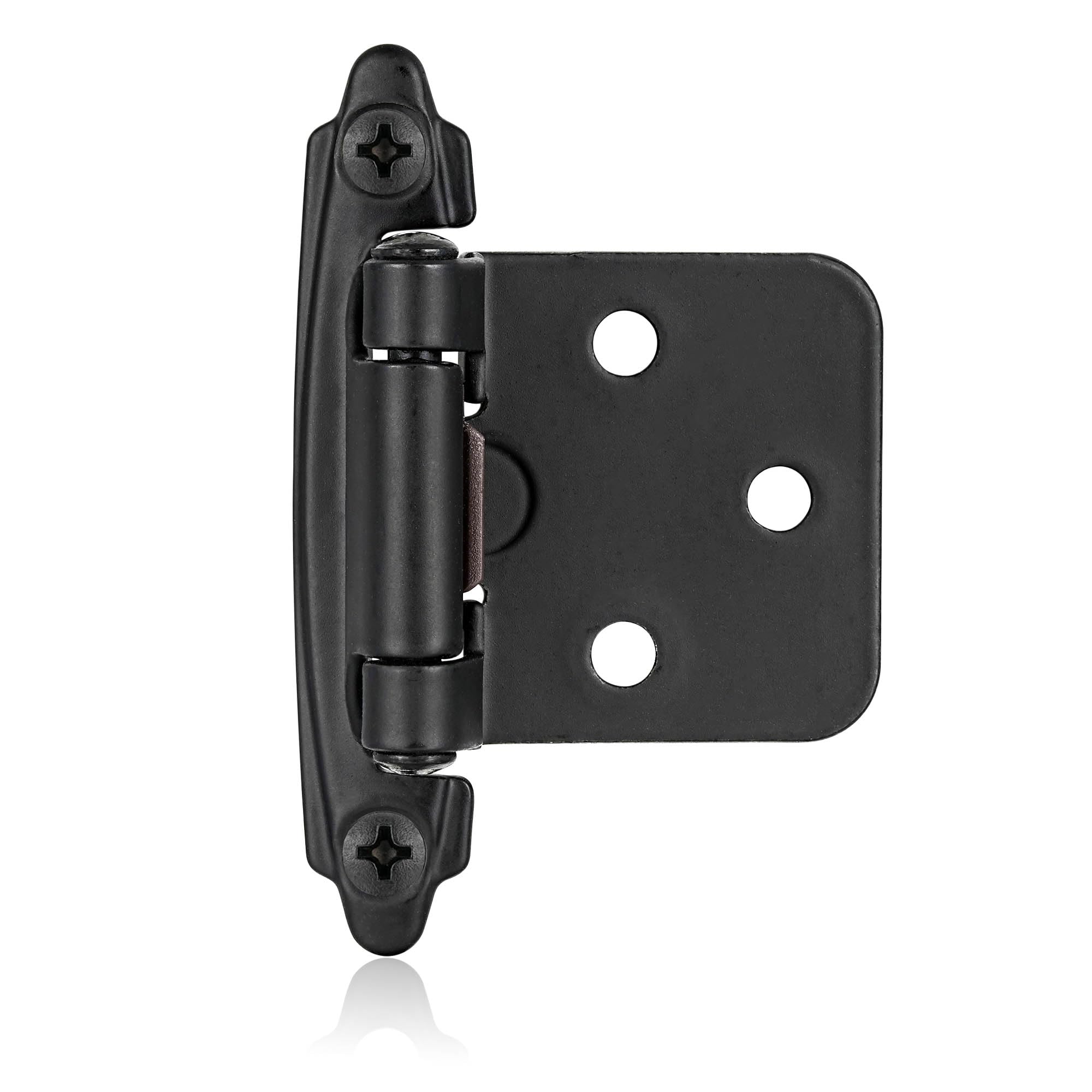 4 Pack (2 Pair) Matte Black Self-Closing Cabinet Hinges - 1/2