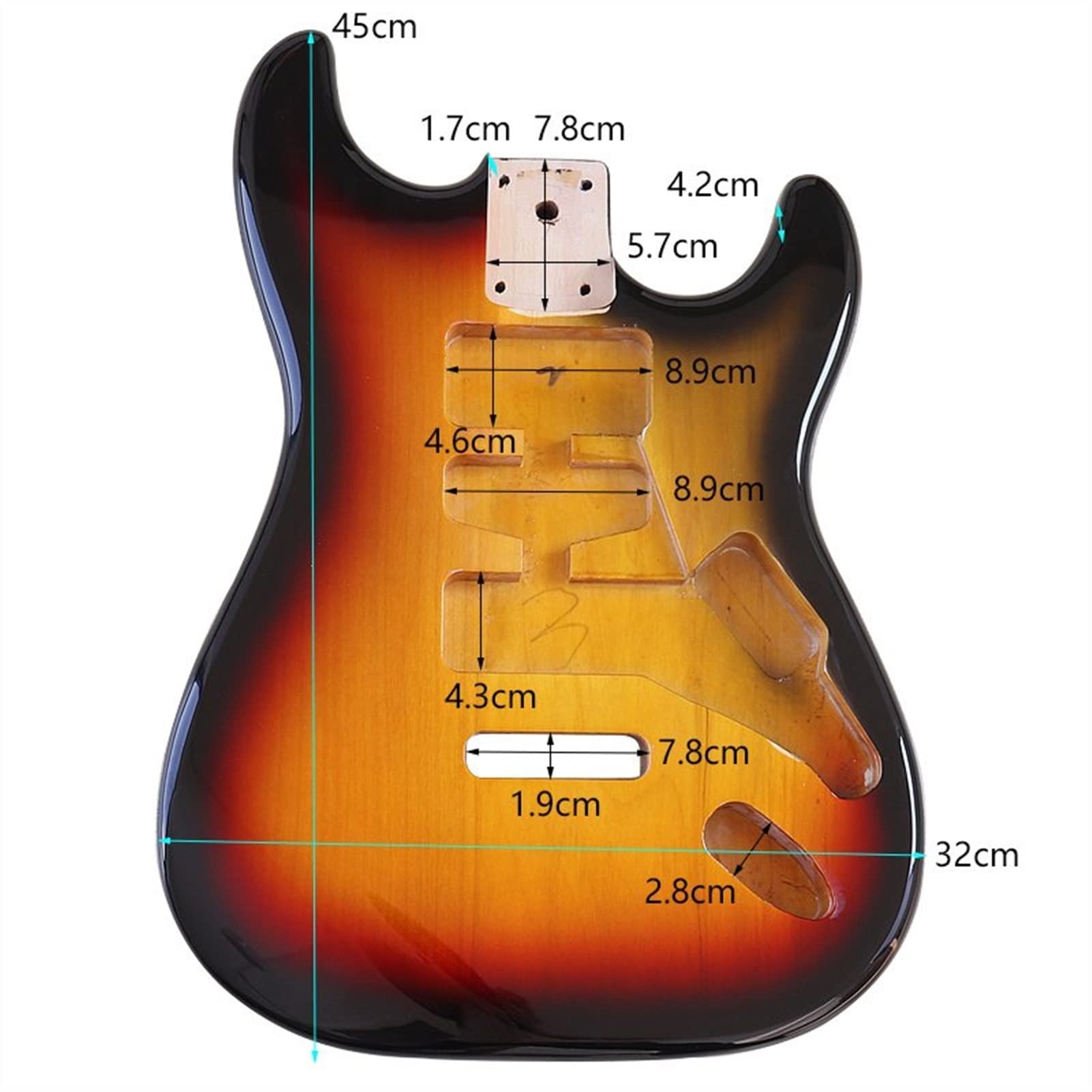 Premium Poplar Wood Electric Guitar Body for ST Style DIY Builders - Sunburst Finish | Perfect for Custom Guitar Kits, Replacement Parts & Luthier Projects