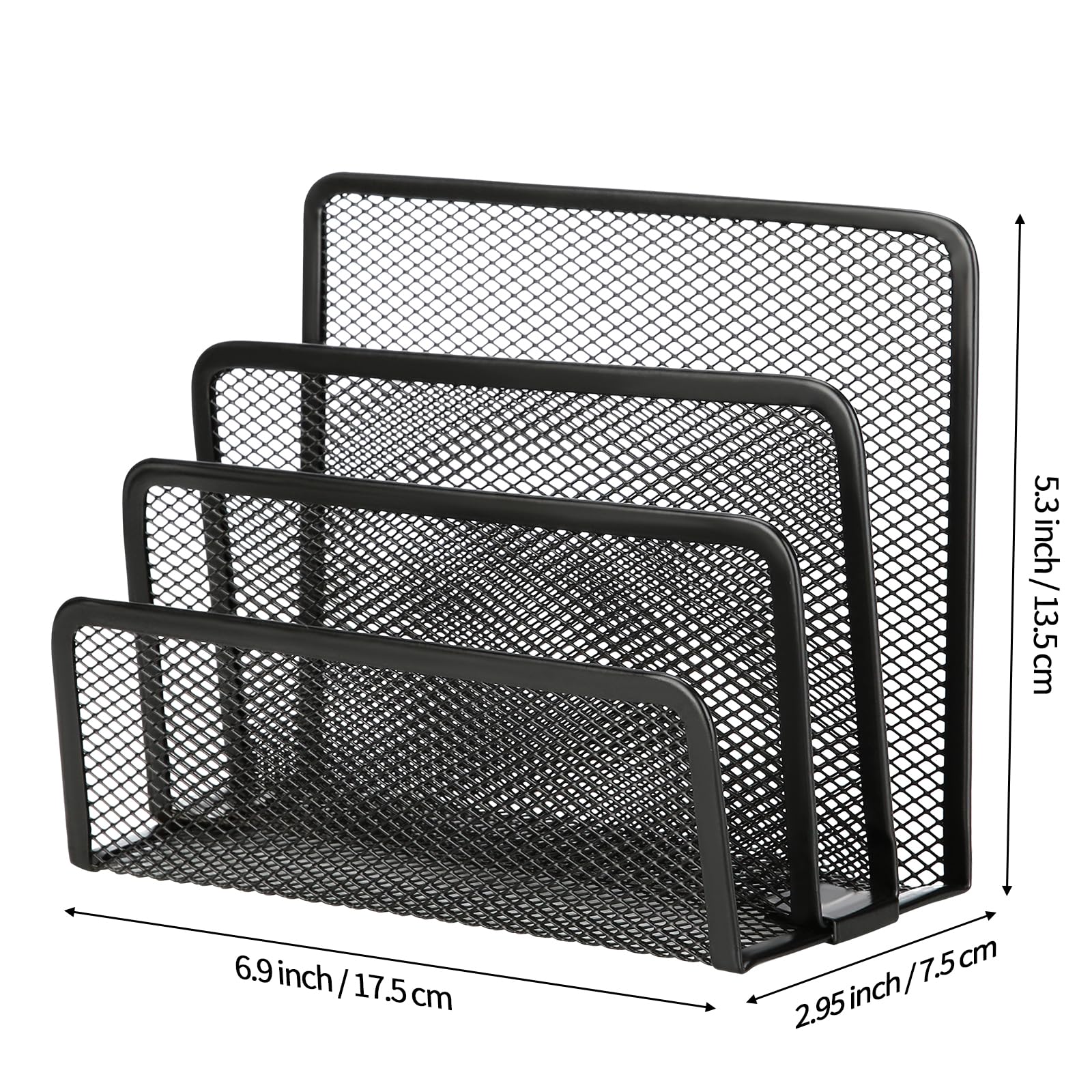 2-Pack Black Metal Mesh Desk Mail Organizer - Small File Holder for Letters, Bills, Documents, Folders & Paper - Perfect for Office, Home & School Desktop Organization