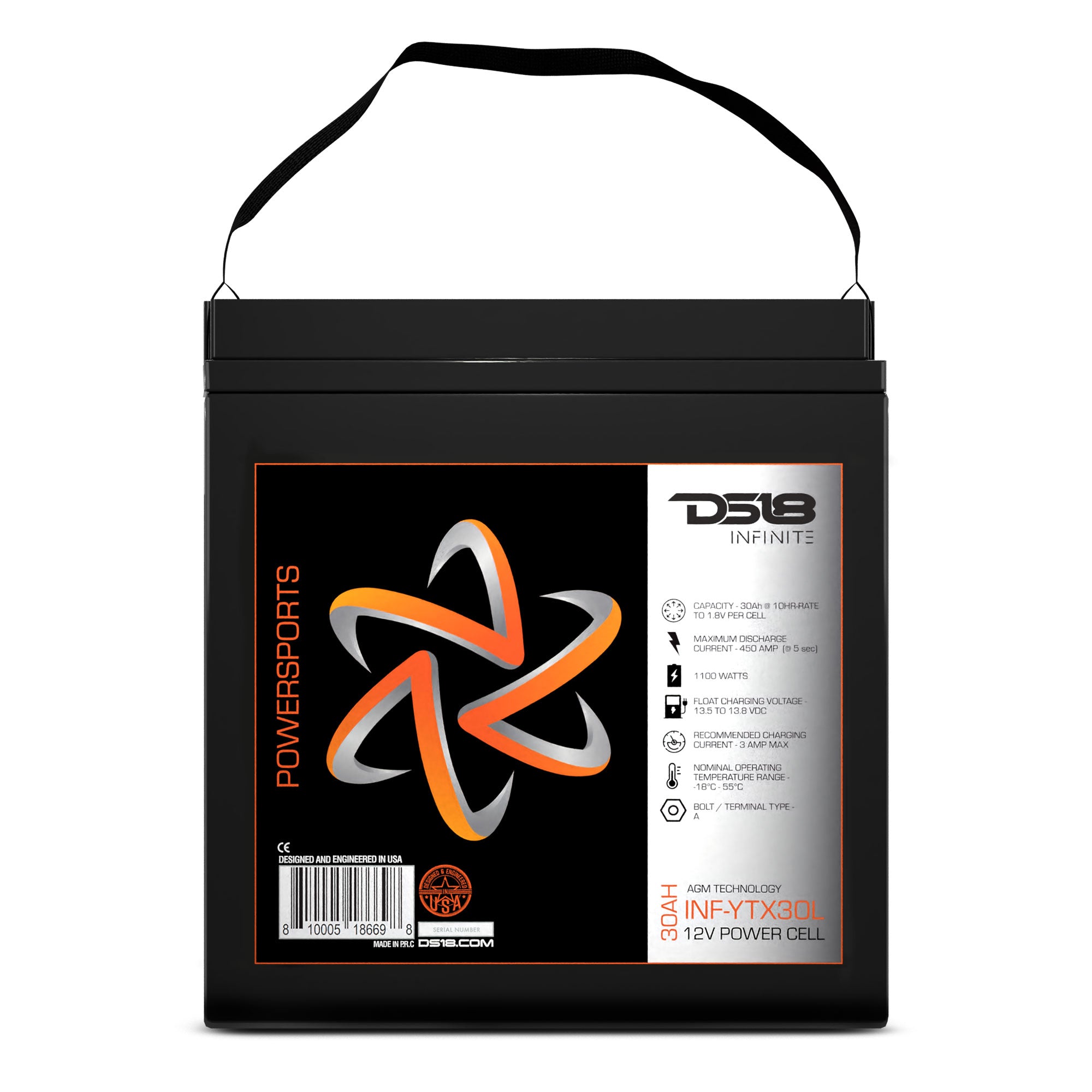 1100W 30AH AGM Deep Cycle Battery for Power Sports - ATV, UTV, Motorcycle & Marine Use - Reliable Power for Off-Road Adventures & Boating