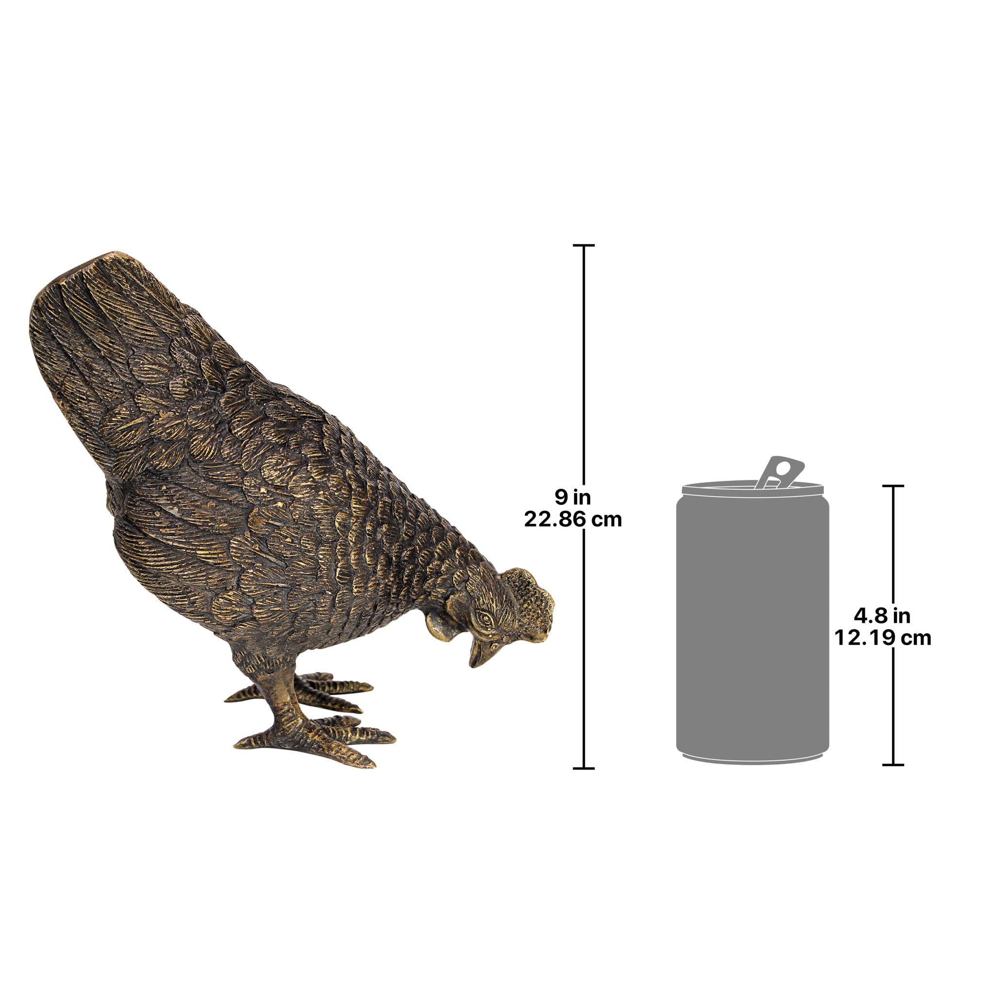 Design Toscano Solid Cast Bronze Barnyard Hen Garden Statue - Outdoor Decor for Patio, Yard & Farmhouse Style Landscaping