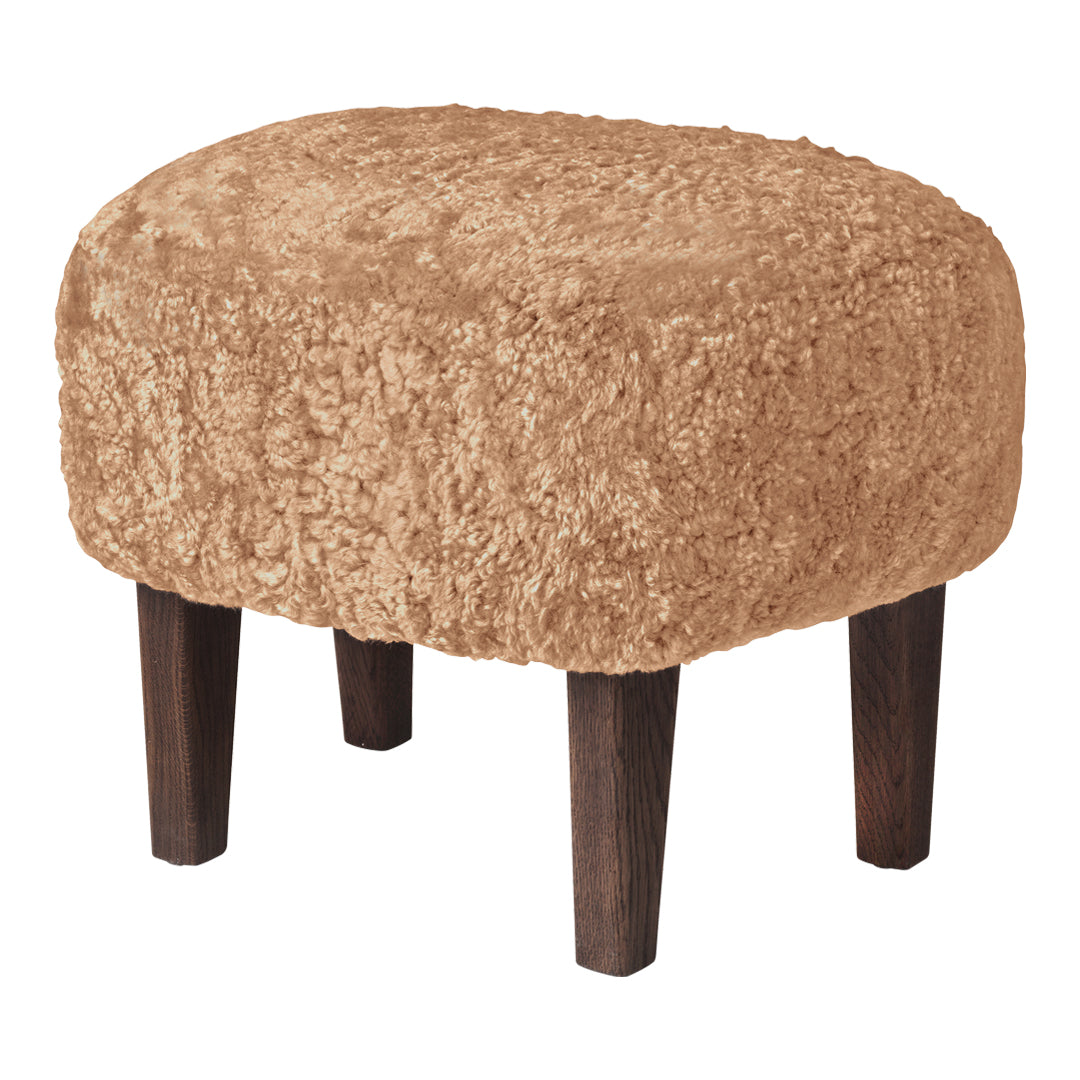 Premium Ingeborg Ottoman with Genuine Sheepskin Cover - Luxurious Footrest & Accent Chair for Living Room, Bedroom, or Office Decor