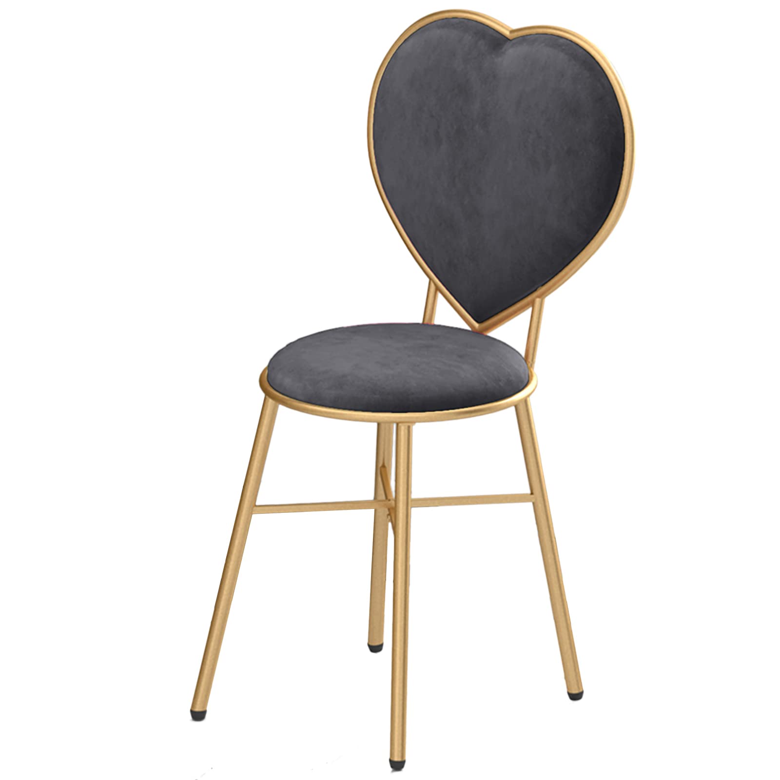 JHSLXD Vanity Makeup Chair - Creative Love Shape Dressing Table Stool for Bedroom & Kids Room, Gray Upholstered Backrest Chair (81cm Height) - Perfect for Makeup Vanity, Dressing Area, Girls Bedroom Decor & Nursery Room Seating