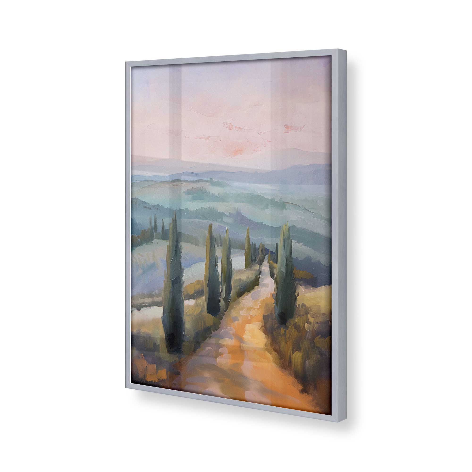 Tuscany Sunset Landscape Art Print - Dusk's Glow v3 Wall Decor for Living Room, Bedroom & Office