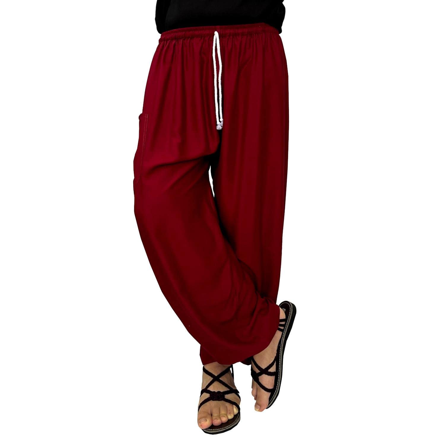 LOFBAZ Men's Boho Pants with Pockets - Comfortable Yoga Pants, Lounge Pajama Bottoms & Harem Pants for Men - Perfect for Yoga, Meditation, Travel & Relaxation at Home