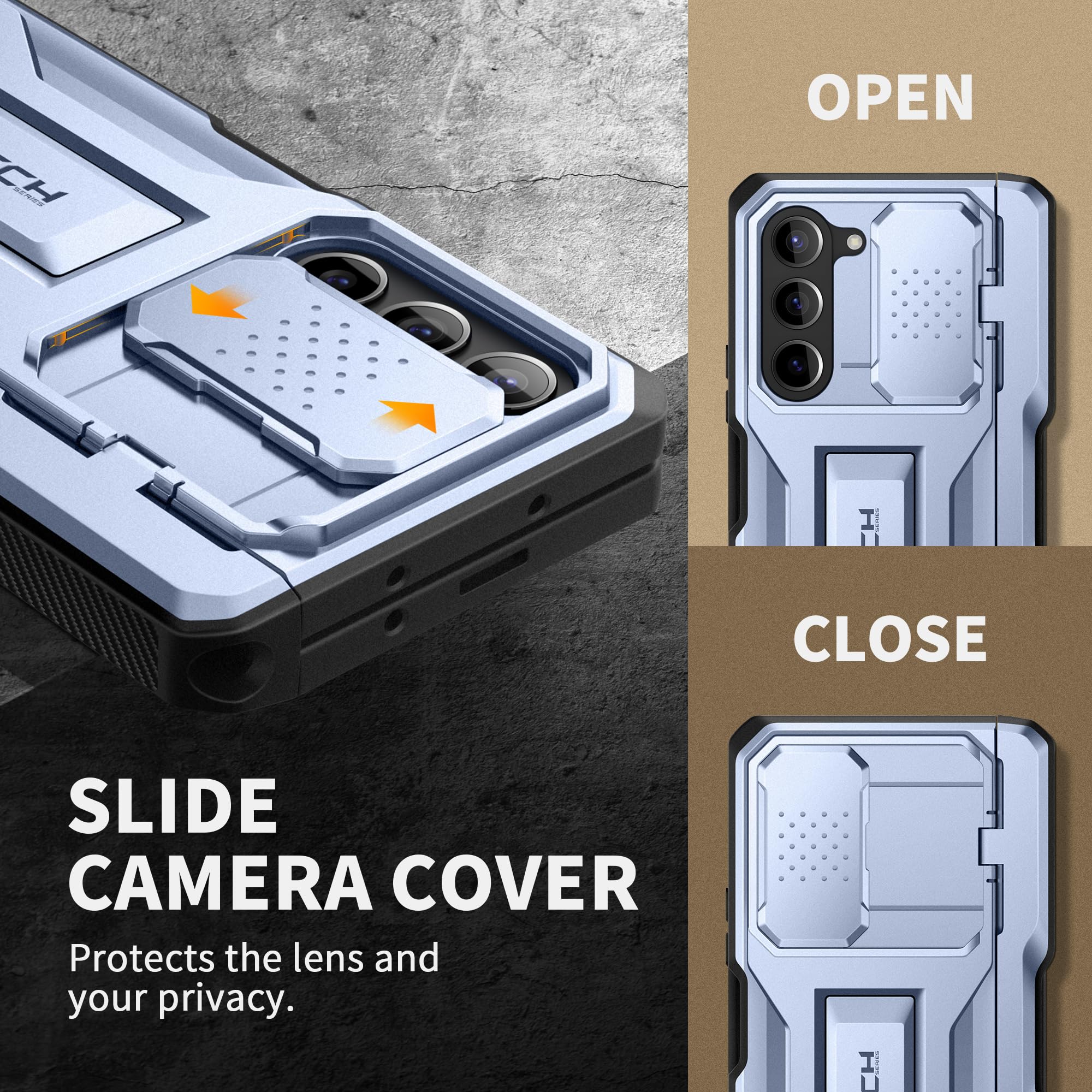 TONGATE Rugged Case for Samsung Galaxy Z Fold 5 with S Pen Holder, Screen Protector & Kickstand | Full-Body Hinge Protection, Belt Clip & Camera Cover | Shockproof Phone Case for Work & Outdoor Activities (ICY Blue)