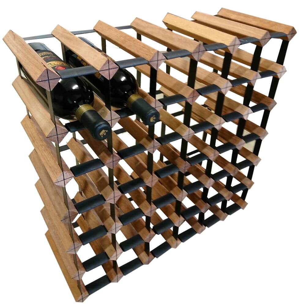 Vino Stack 36 Bottle Wine Rack - Solid Mahogany Wood Wall Mounted Wine Storage for Kitchen, Dining Room or Bar - Space Saving Wine Holder for Home & Restaurant Use