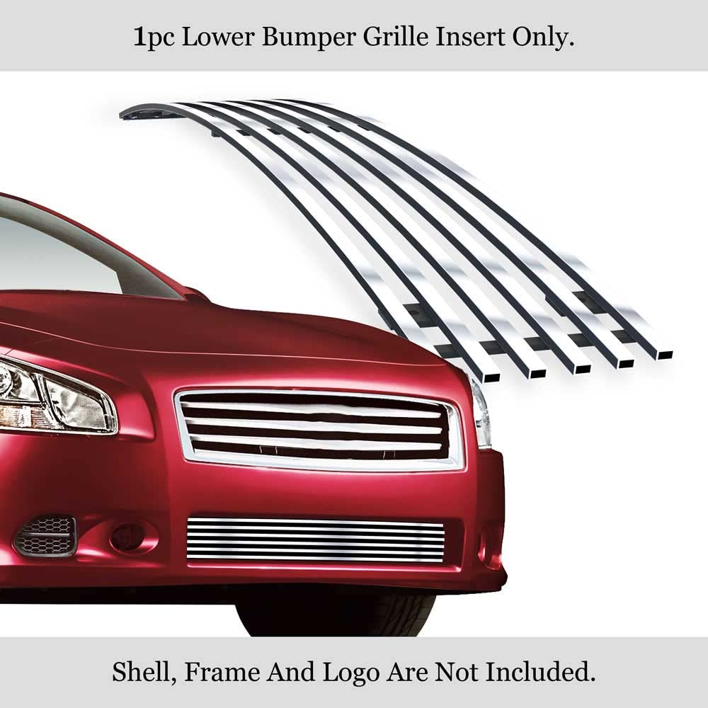 APS Compatible with Nissan Maxima 2009-2014 Lower Bumper Stainless Steel SS Chrome Billet Front Grill Grille Insert S18-A52256N - Upgrade Your Car's Style & Protection for Daily Driving & Car Shows