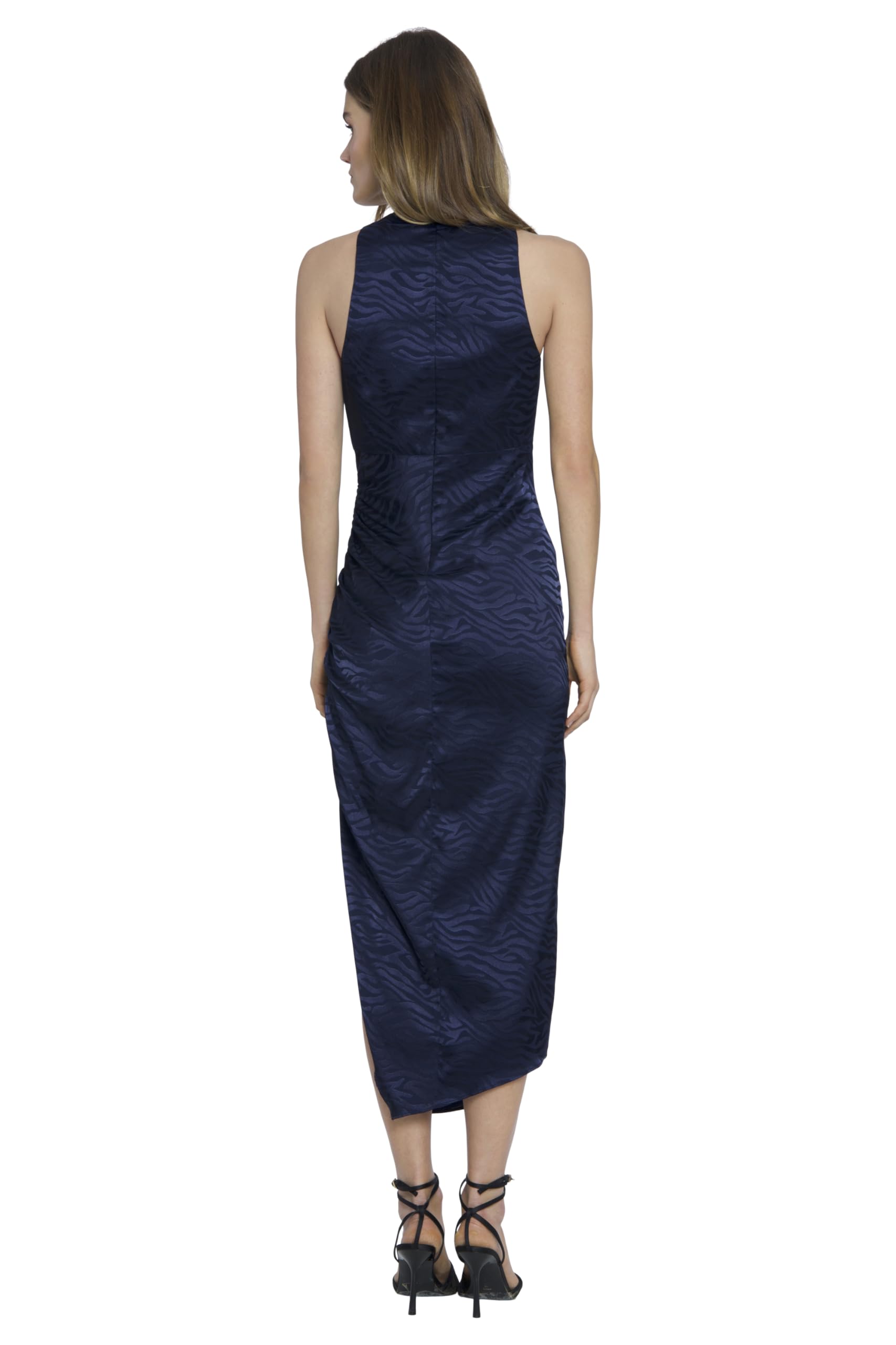 Donna Morgan Women's Halter High Neck Midi Cocktail Dress with Empire Waist - Elegant Formal Party & Evening Wear for Weddings, Dinners & Special Occasions