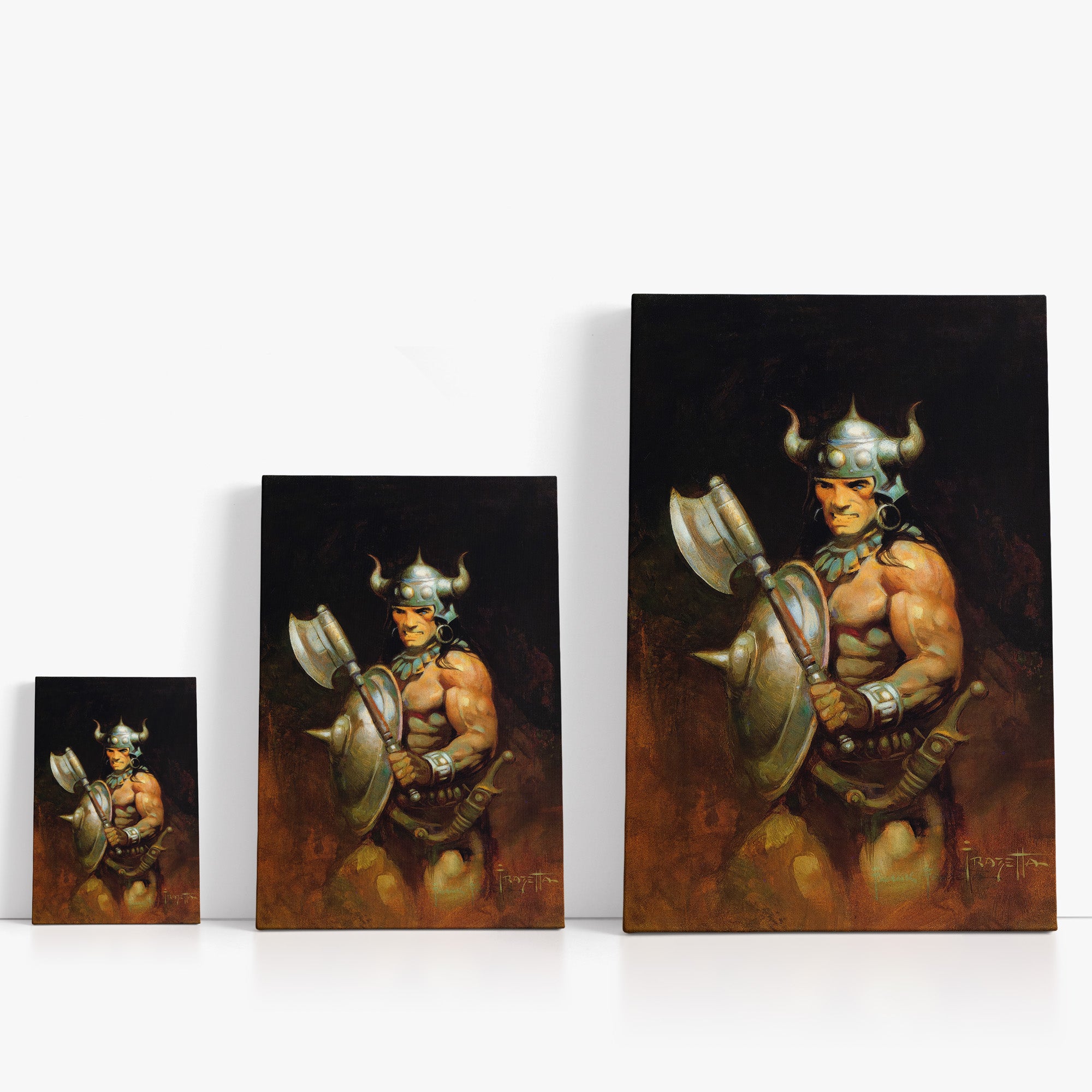 Barbarian Portrait Canvas Wrap - Hand-Painted Artwork for Home & Office Decor | Perfect for Living Room, Bedroom, or Man Cave Wall Art