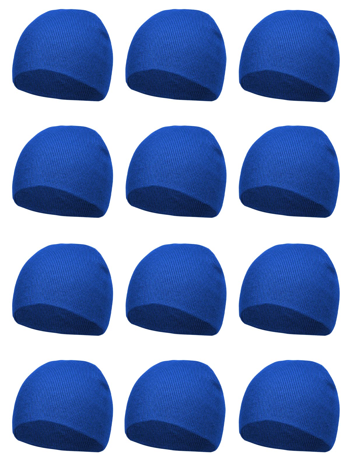 12 Pack TOP HEADWEAR Short Skull Cap Cuffless Beanies - Winter Warm Stretchy Beanie Hats for Men & Women - Perfect for Skiing, Running, and Outdoor Activities