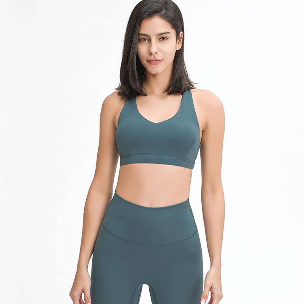 HSQMA Women's Sports Bra Tank Top - Medium Impact Workout Yoga Bra for Running, Fitness & Gym - Sleeveless Crop Top - Green XXXL - Perfect for Yoga, HIIT, CrossFit & Activewear