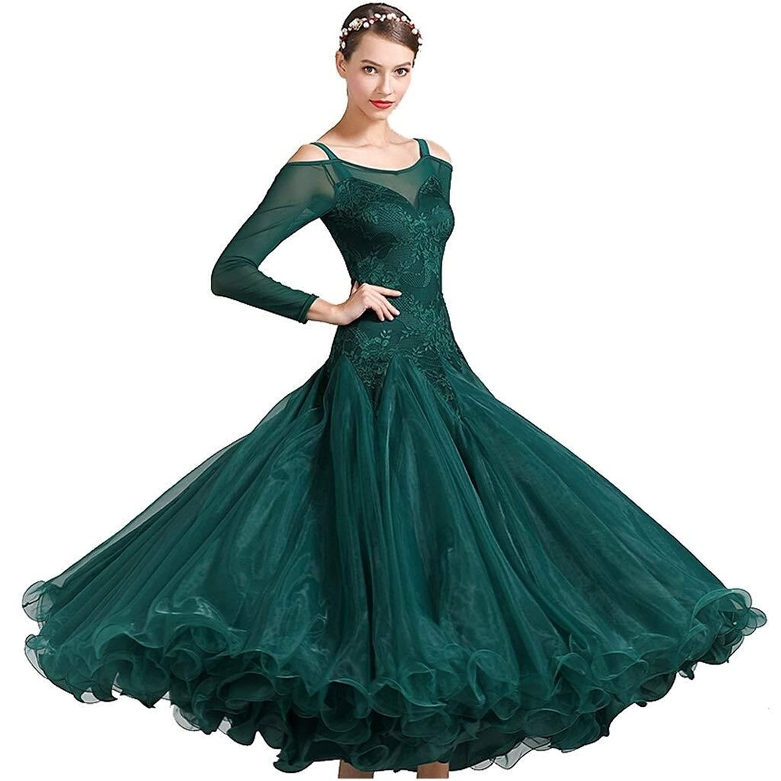 Elegant Ballroom Dance Dress for Women - Formal National Standard Dance Costume with Practice Skirt | Perfect for Competitions, Performances & Social Dancing