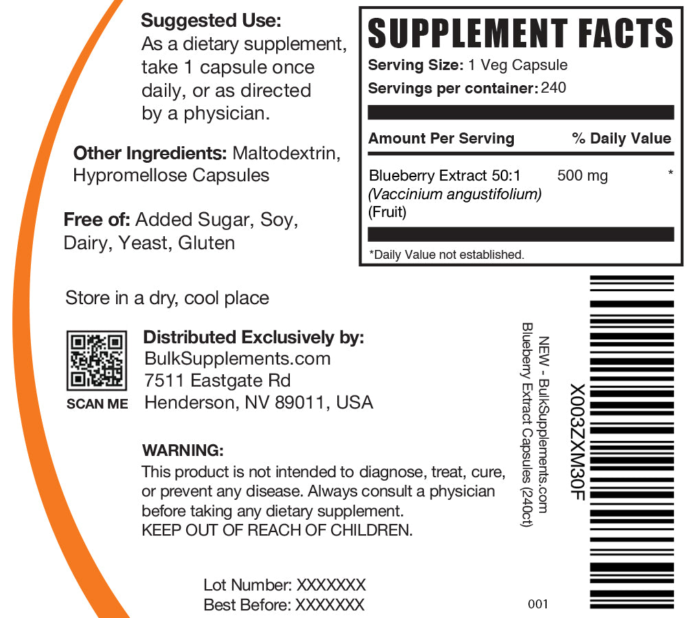Premium Blueberry Extract Capsules 500mg - Antioxidant Rich Supplement for Eye & Brain Health - Supports Immune System & Heart Health - Non-GMO, Gluten-Free - Perfect for Daily Wellness & Active Lifestyle