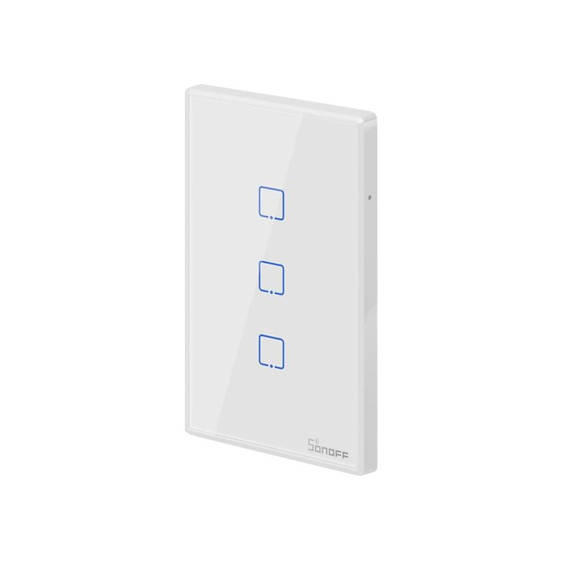 Sonoff T0 3-Channel WiFi Wall Switch - White | Smart Home Automation for Lights & Appliances | Perfect for Living Room, Bedroom & Kitchen
