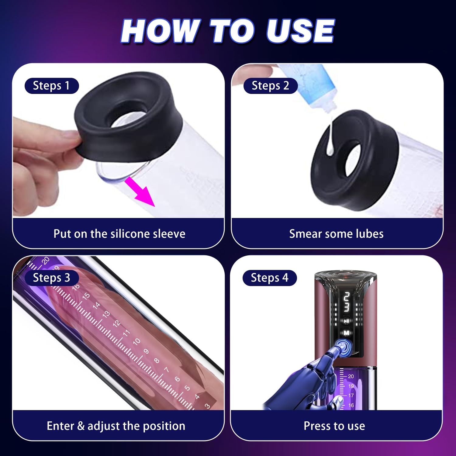 Electric Vacuum Penis Pump for Men - 4 Powerful Suction Modes & 6 Penis Rings - Male Enhancement Device for Stronger Erections & Size Growth - Perfect for Solo Play & Couples Intimacy
