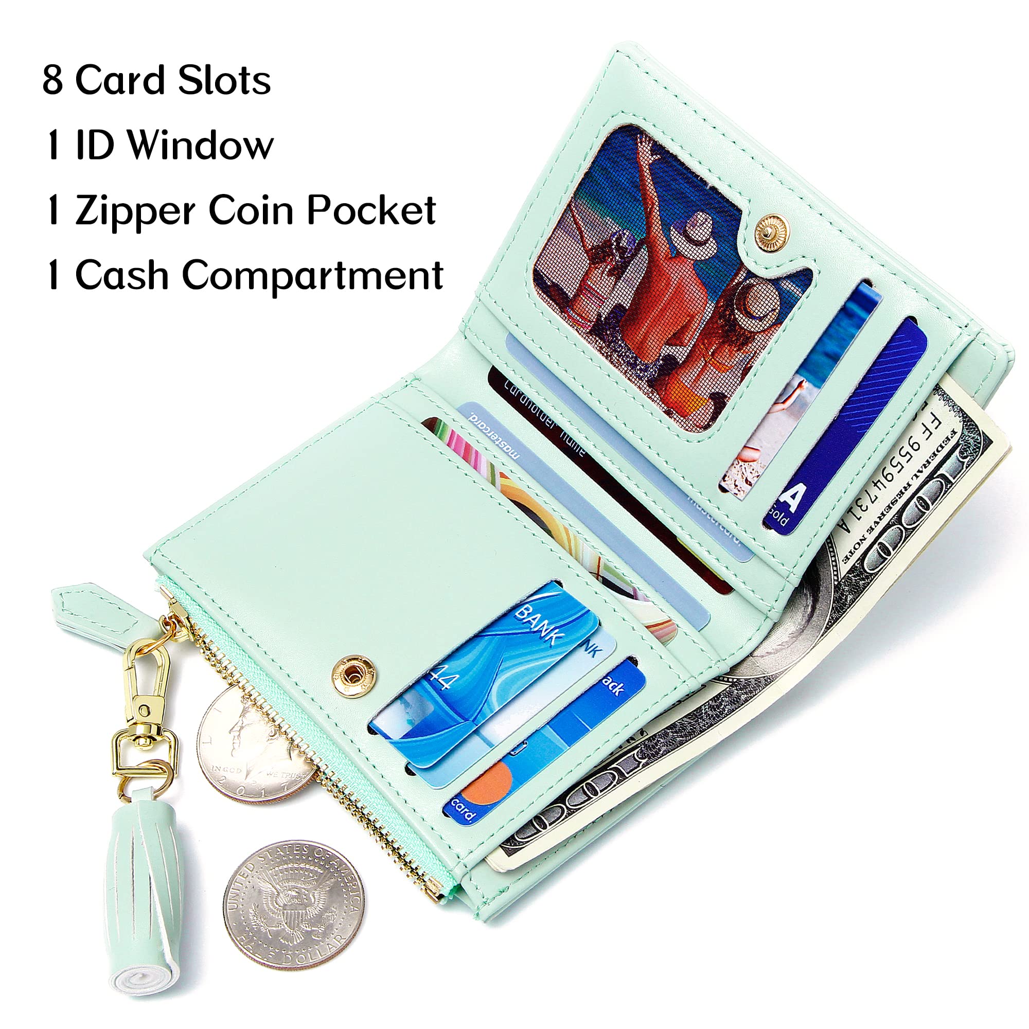 GEEAD Slim Bifold Wallet for Women with Zipper & ID Card Holder - Compact Coin Purse for Everyday Use, Travel & Shopping