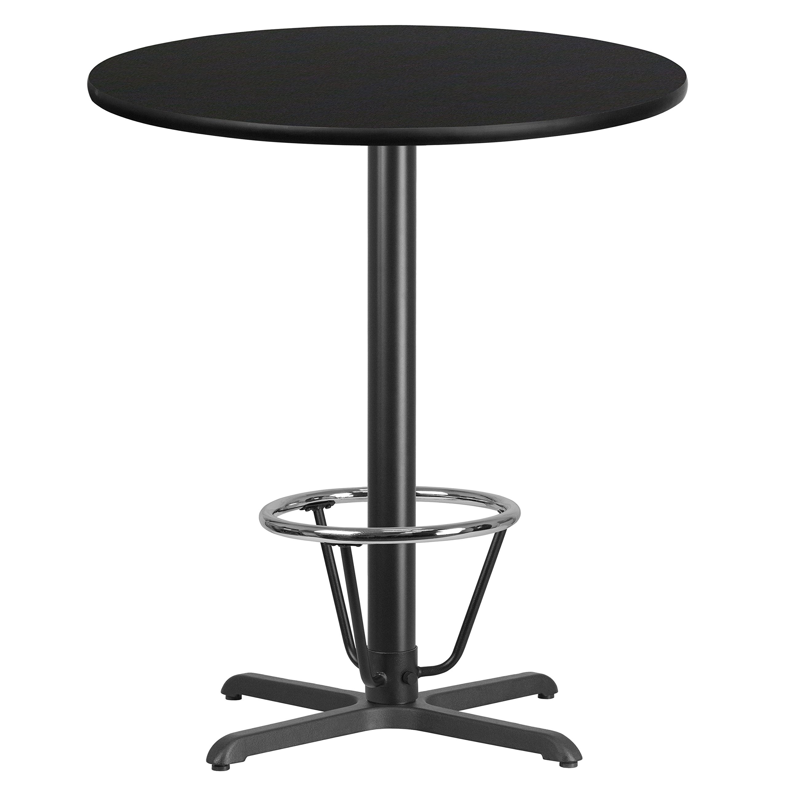 Flash Furniture 36-Inch Round Black Laminate Table Top with 30x30-Inch Bar Height Metal Base & Foot Ring - Perfect for Home Bars, Restaurants, and Commercial Use