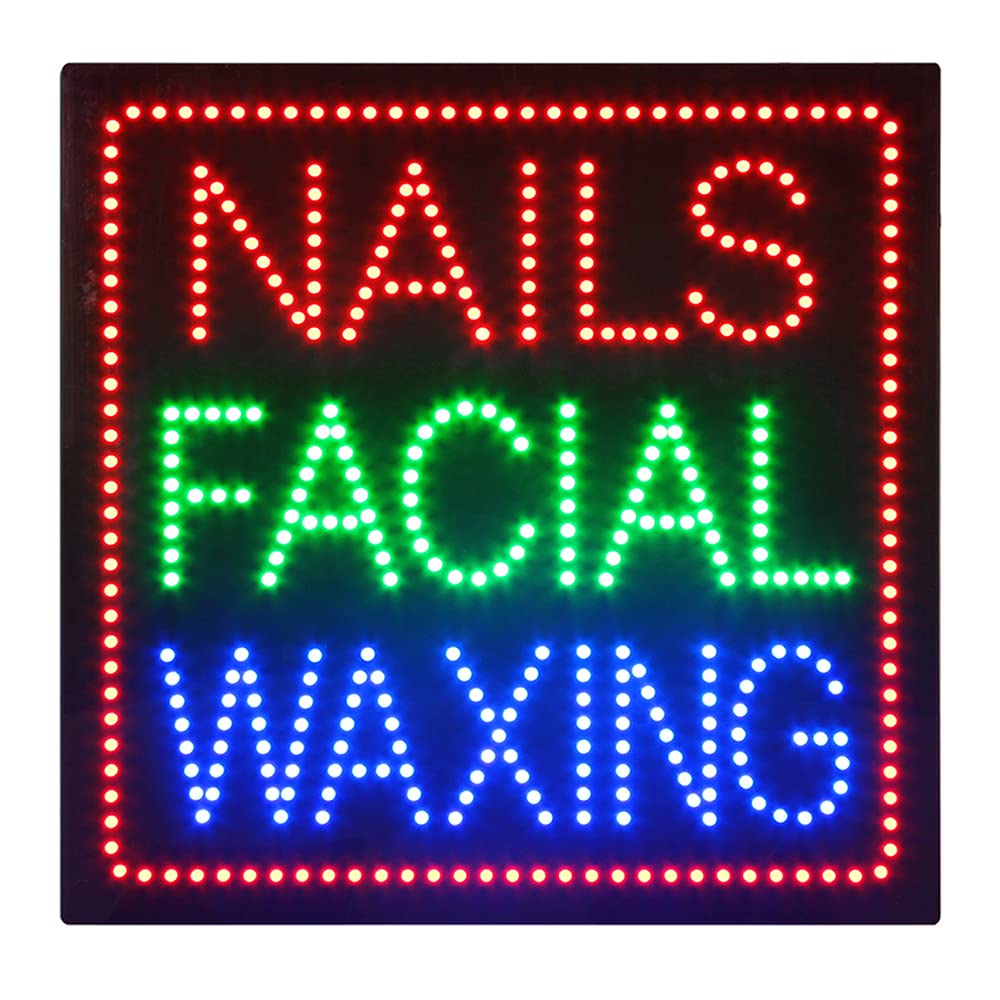 Super Bright LED Open Sign for Nail Salon & Beauty Spa - Electric Advertising Display for Business, Facial Waxing Sign - Perfect for Shop, Store Decor & Window Display (Ideal for Nail Salons, Spas & Beauty Businesses)