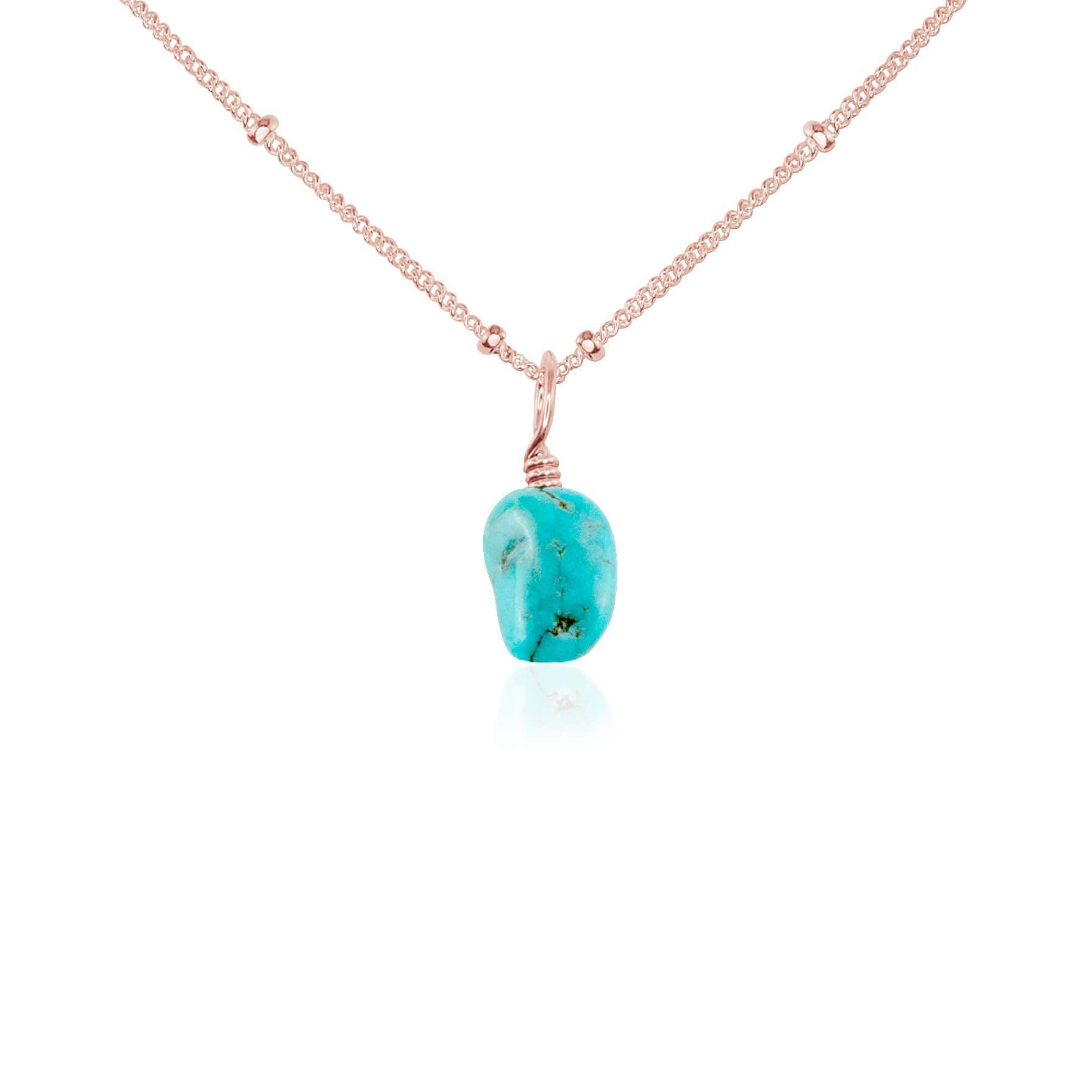 Natural Tiny Raw Turquoise Pendant Necklace for Women - Handmade Boho Jewelry for Everyday Wear & Gift Giving