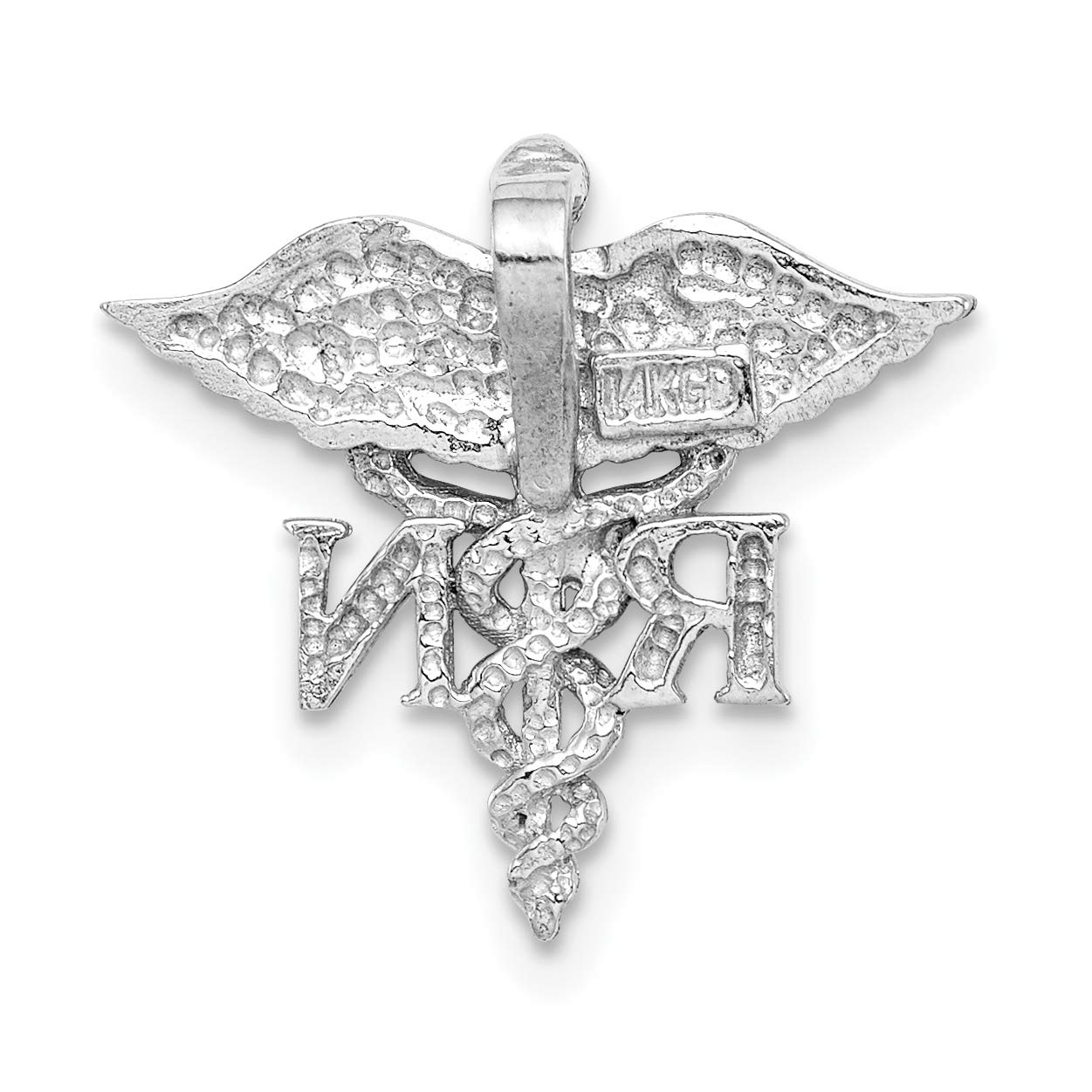 14K Solid White Gold Medical Alert Pendant Necklace - Floating Chain Slide Charm for Women & Men - Perfect for RNs, Nurses & Healthcare Professionals - Ideal for Everyday Wear & Emergency ID