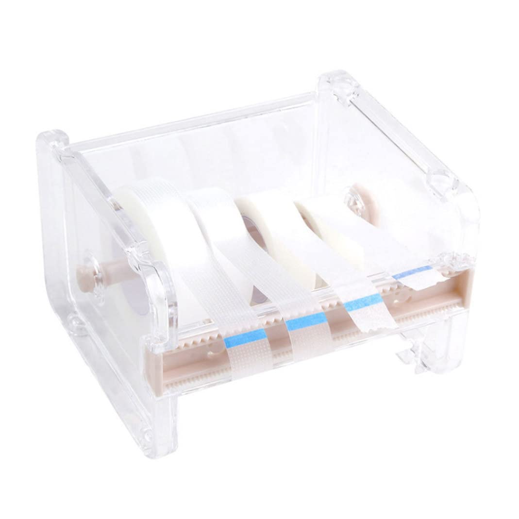 Clear Tape Dispenser for Eyelash Extensions - White Tape Holder Organizer with Lash Tape Separator - Perfect for Salon, Beauty Studio & Home Lash Application